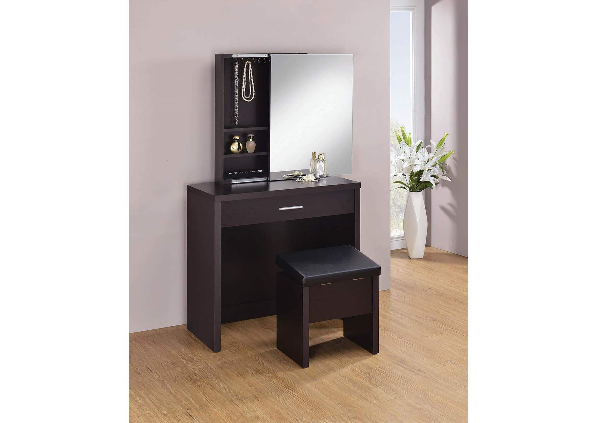 2-piece Vanity Set with Lift-Top Stool Cappuccino,Coaster Furniture