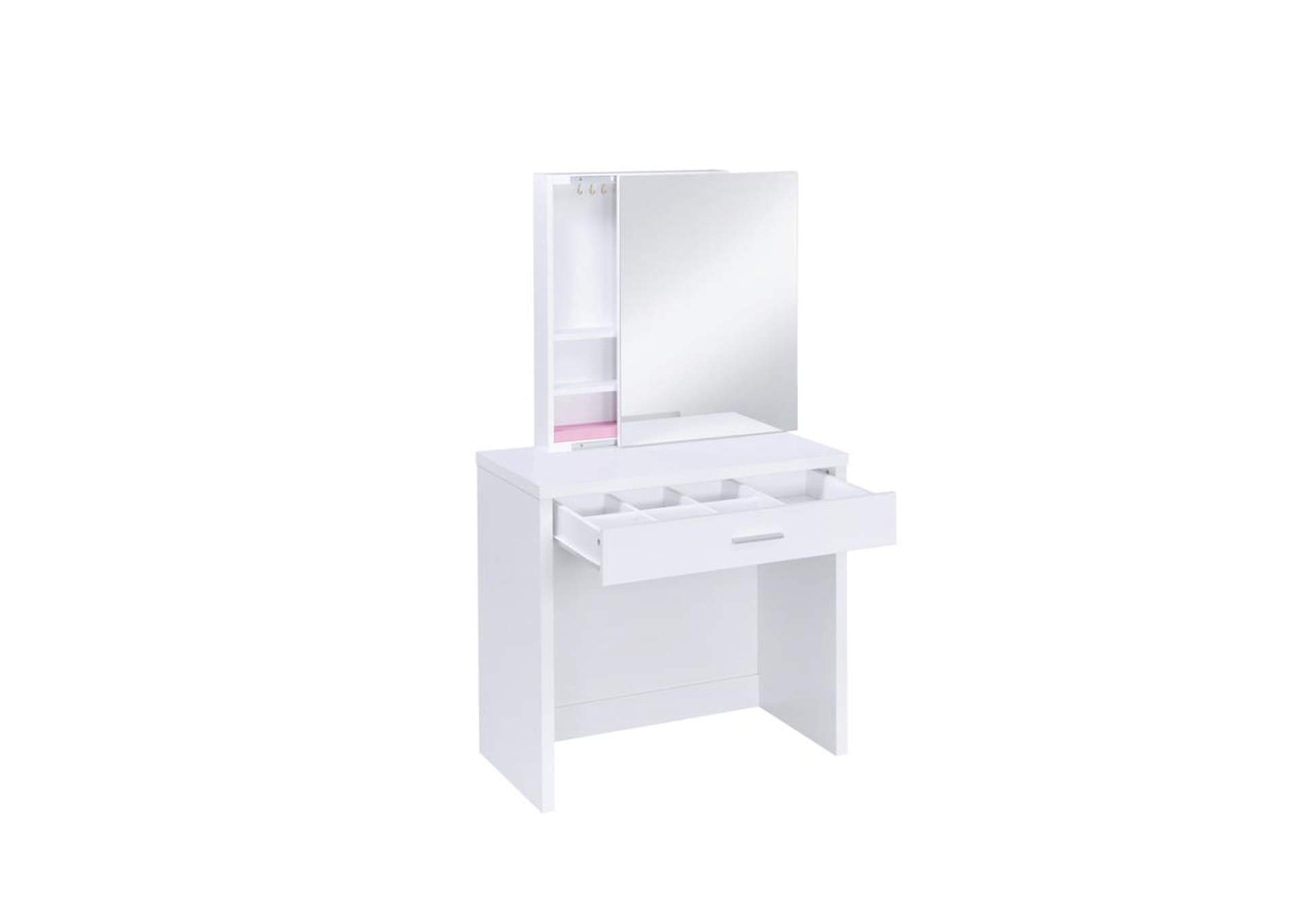 Harvey 2-Piece Vanity Set With Lift-Top Stool White,Coaster Furniture