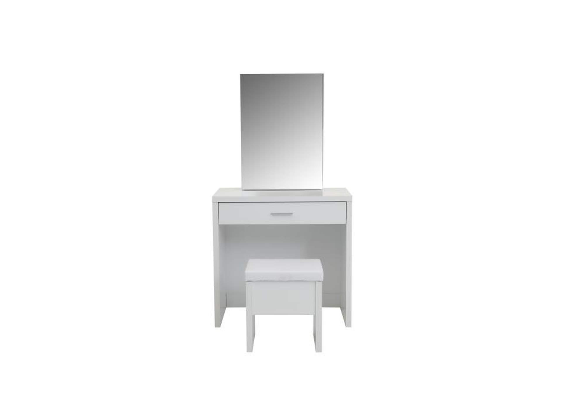 Harvey 2-piece Vanity Set with Lift-Top Stool White,Coaster Furniture