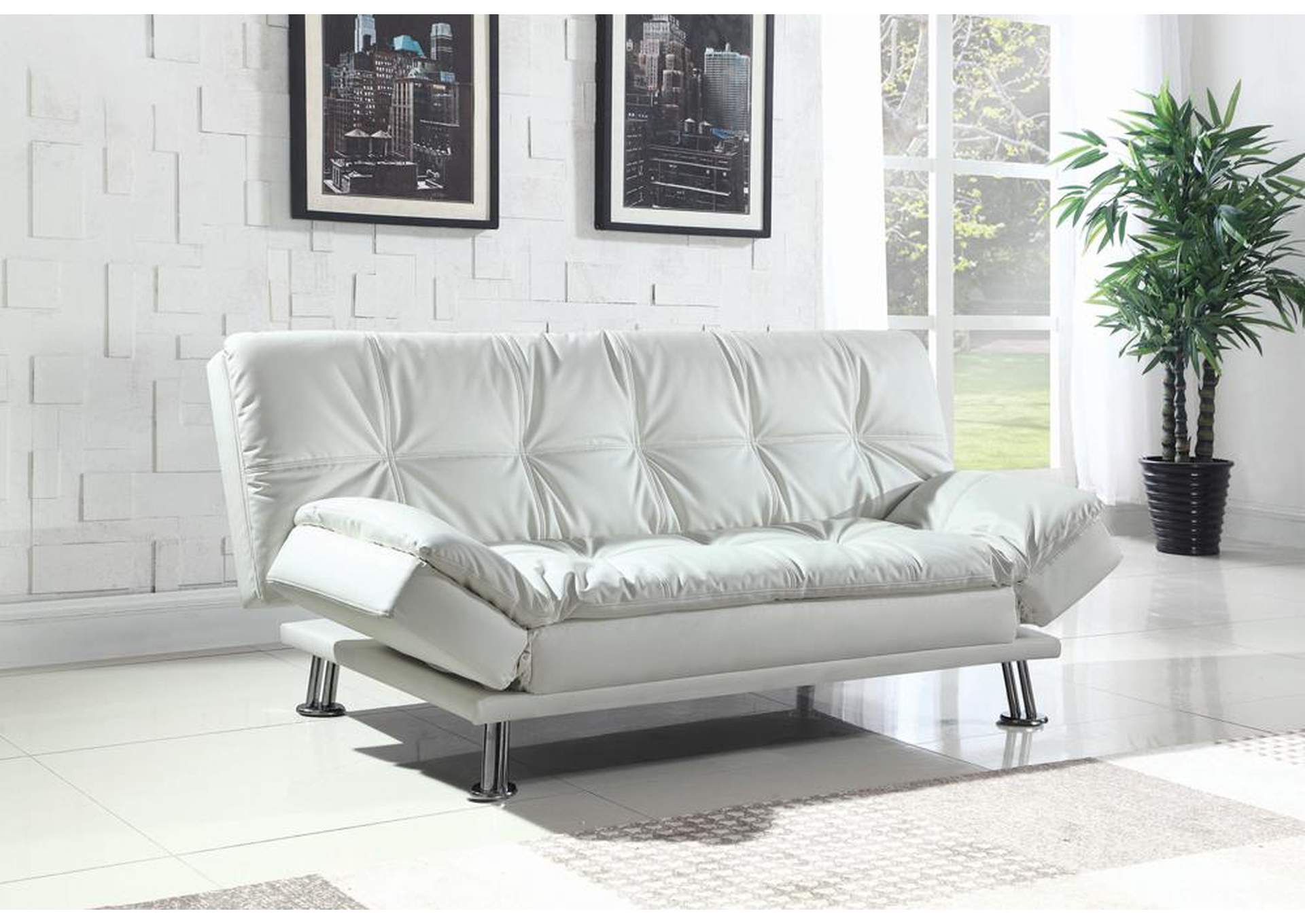 White Sofa Bed & Ottoman,Coaster Furniture