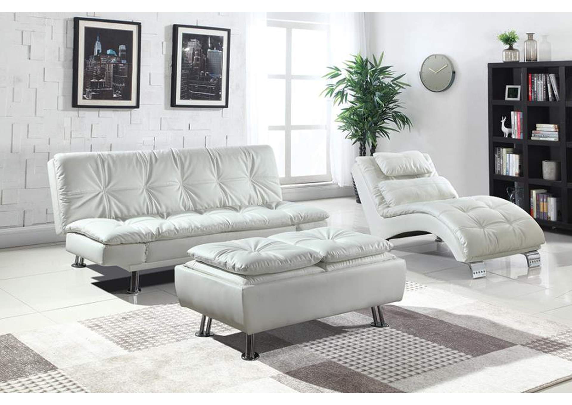Dilleston Tufted Back Upholstered Sofa Bed White,Coaster Furniture
