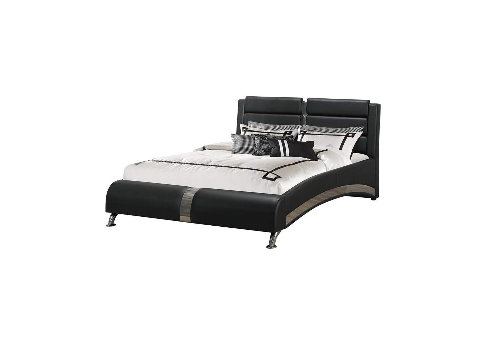Black Havering Contemporary Black and White Upholstered Queen Bed,Coaster Furniture