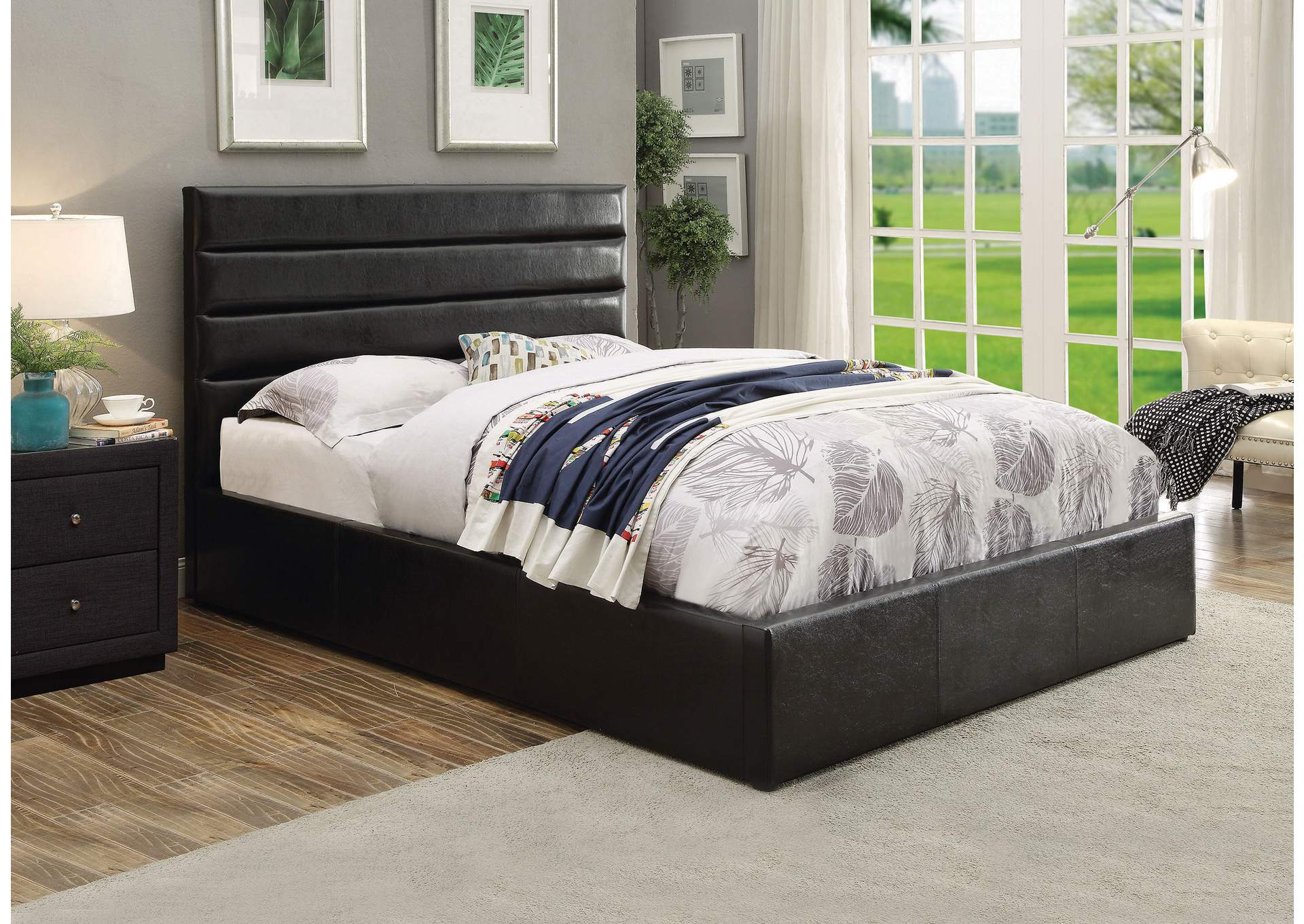 Riverbend Full Upholstered Storage Bed Black,Coaster Furniture
