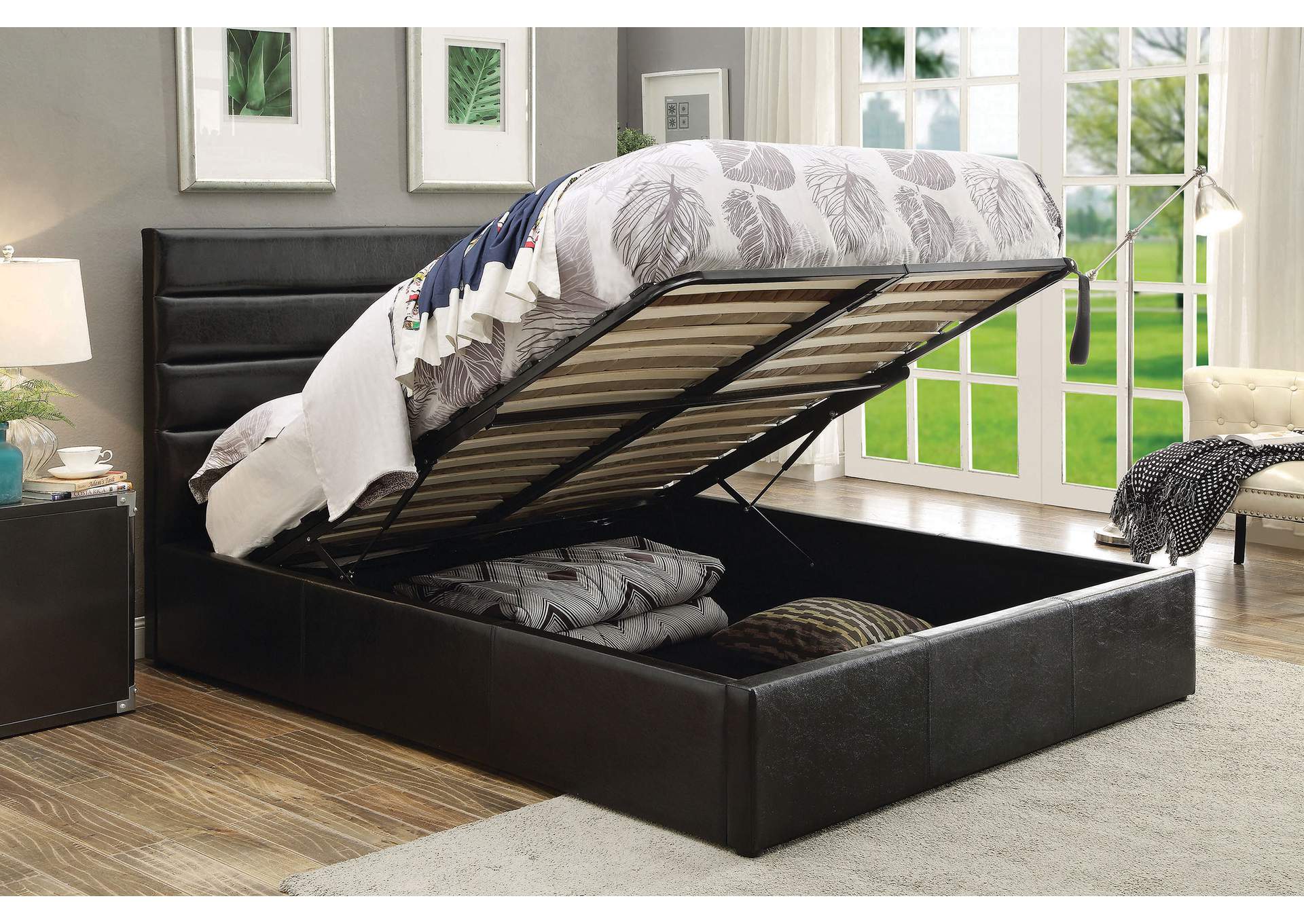 Riverbend Full Upholstered Storage Bed Black,Coaster Furniture
