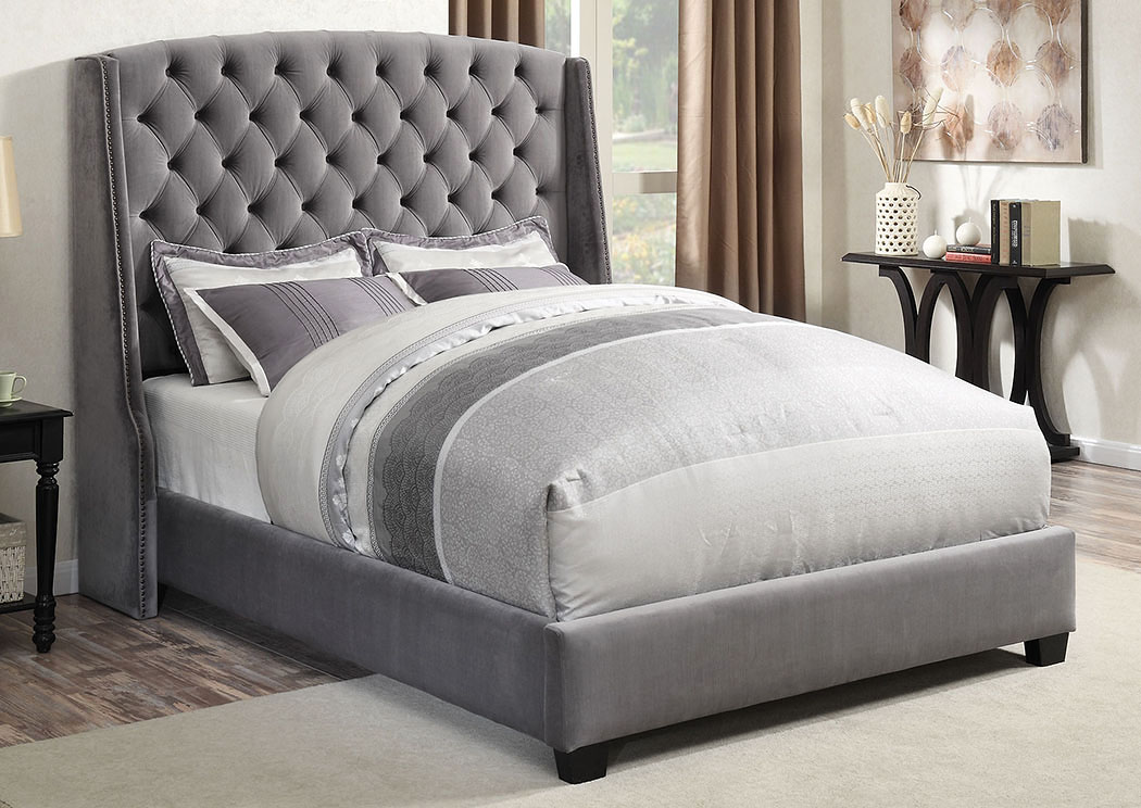 Dark Gray California King Upholstered Platform Bed,ABF Coaster Furniture