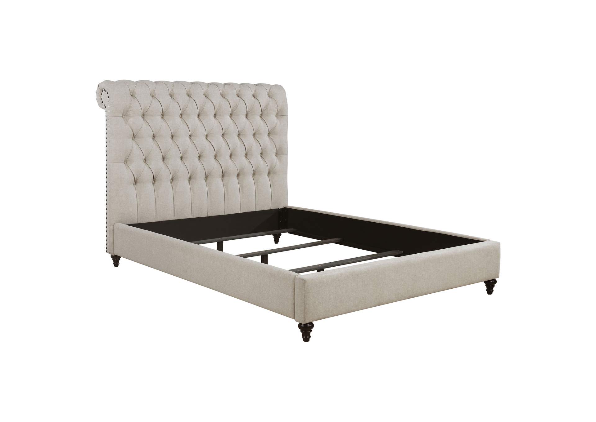 Devon Button Tufted Upholstered California King Bed Beige,Coaster Furniture