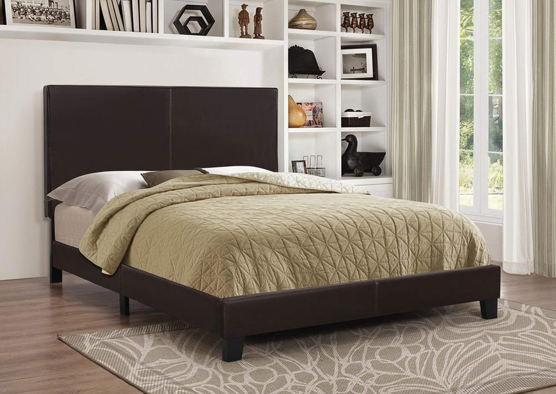 Brown Full Upholstered Platform Bed,ABF Coaster Furniture