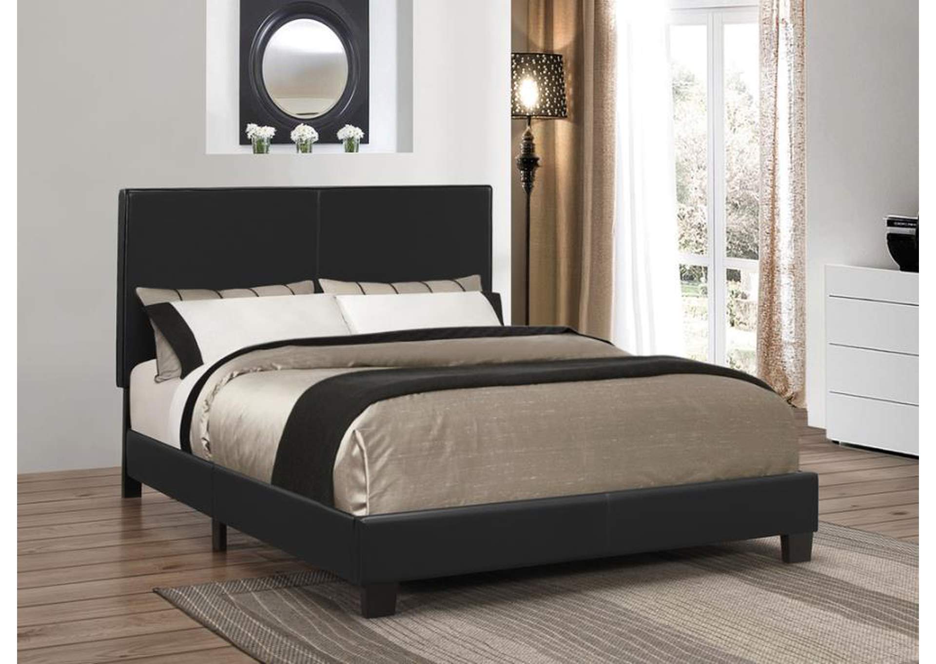 Muave Bed Upholstered Queen Black,Coaster Furniture