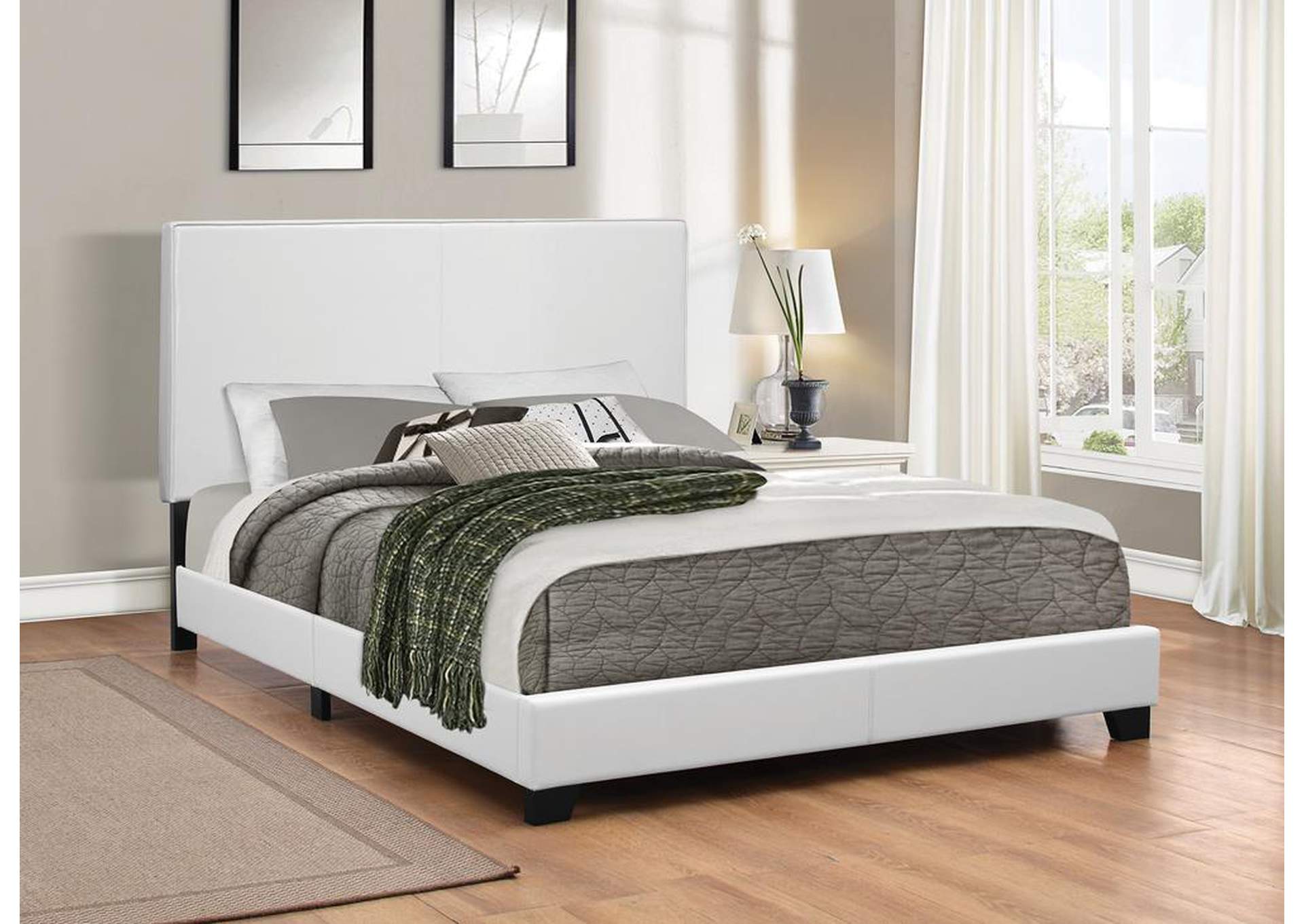 White Full Upholstered Platform Bed,ABF Coaster Furniture