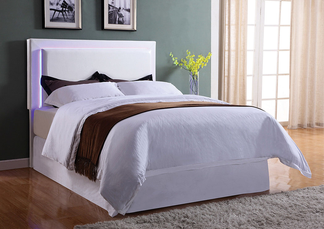 White Upholstered Twin LED Headboard,ABF Coaster Furniture