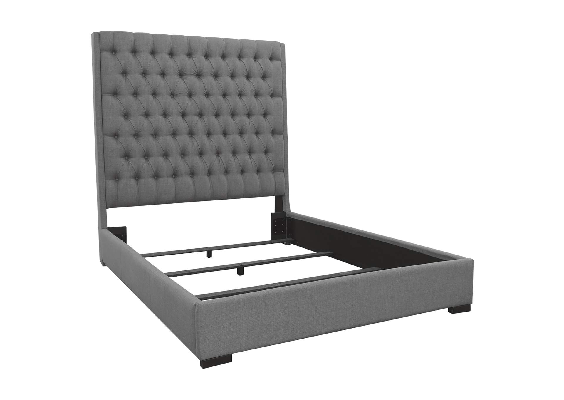 Camille Eastern King Button Tufted Bed Grey,Coaster Furniture