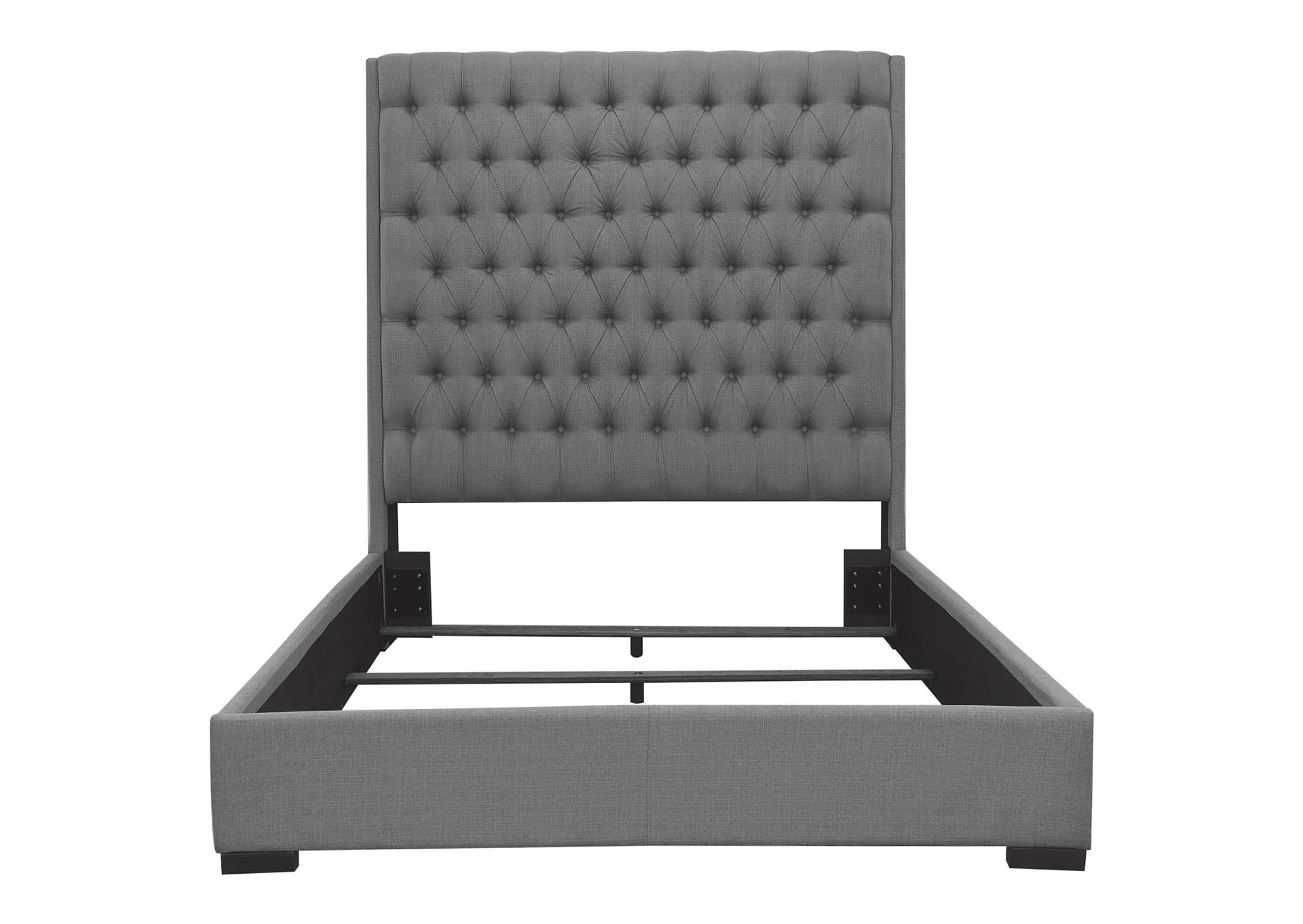 Camille Eastern King Button Tufted Bed Grey,Coaster Furniture