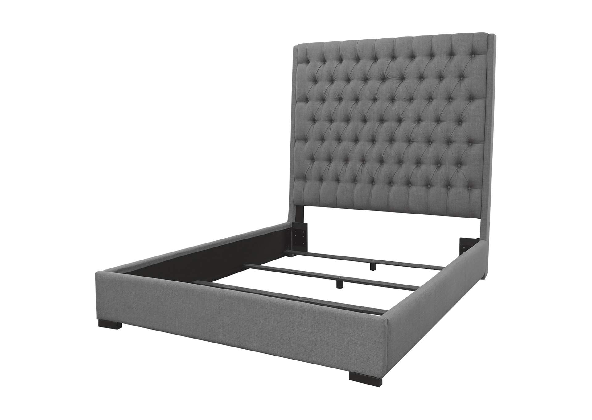 Camille Eastern King Button Tufted Bed Grey,Coaster Furniture