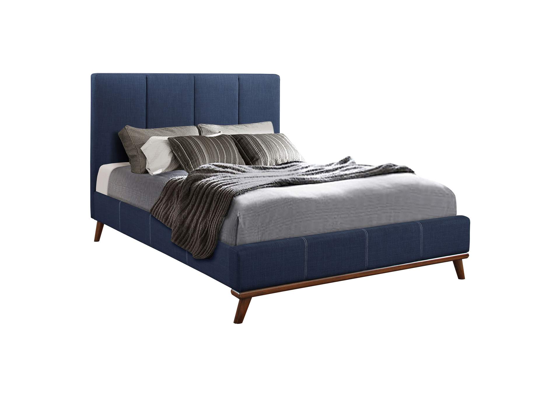 Charity Full Upholstered Bed Blue,Coaster Furniture
