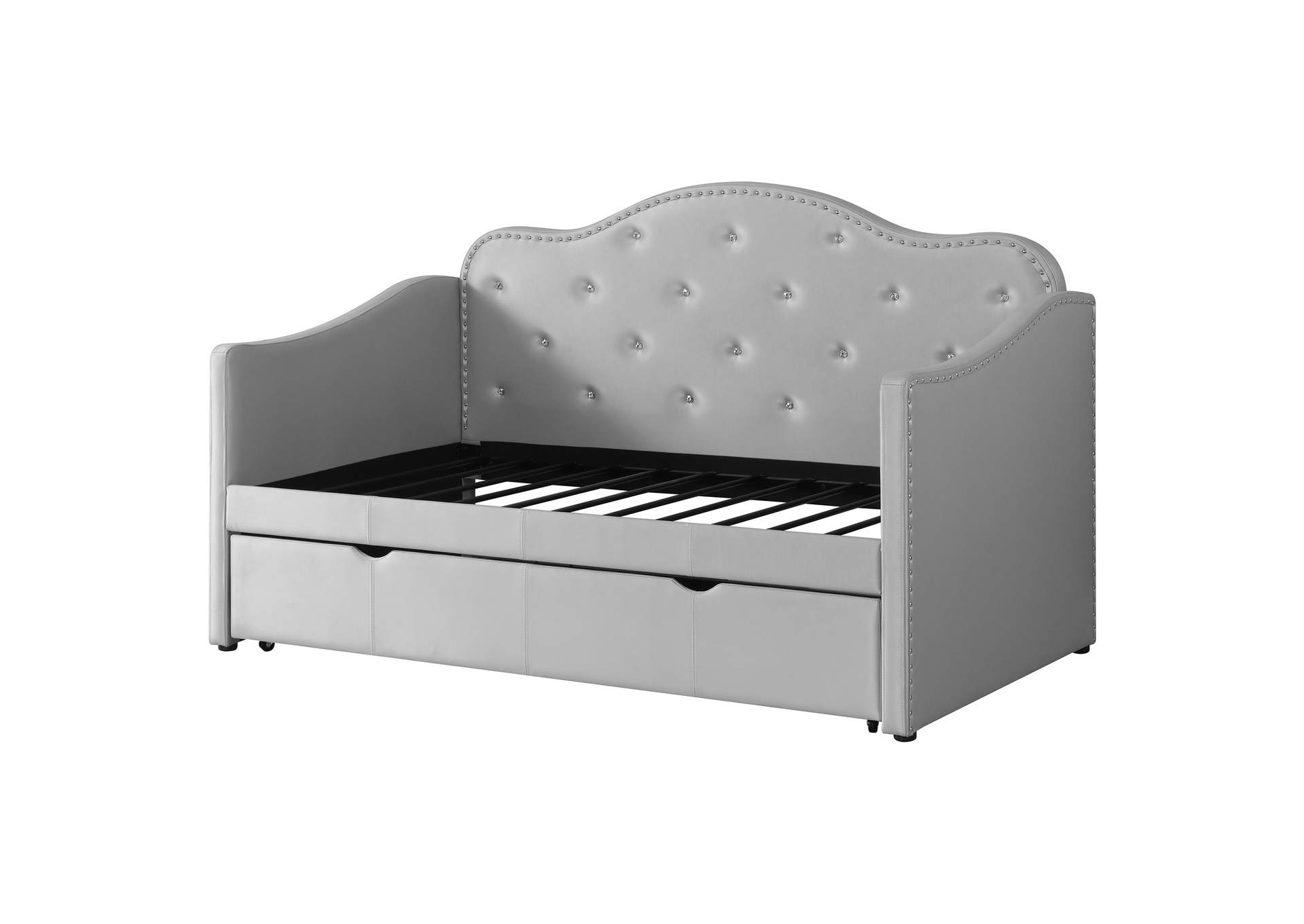 Elmore Upholstered Twin Daybed with Trundle Pearlescent Grey,Coaster Furniture