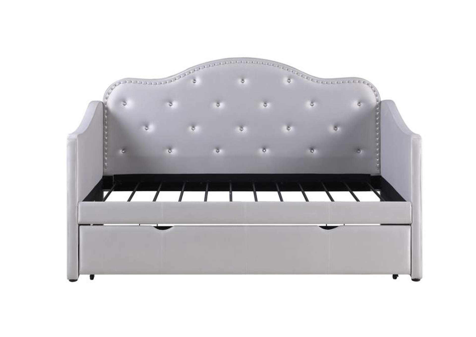 Elmore Upholstered Twin Daybed With Trundle Pearlescent Grey,Coaster Furniture