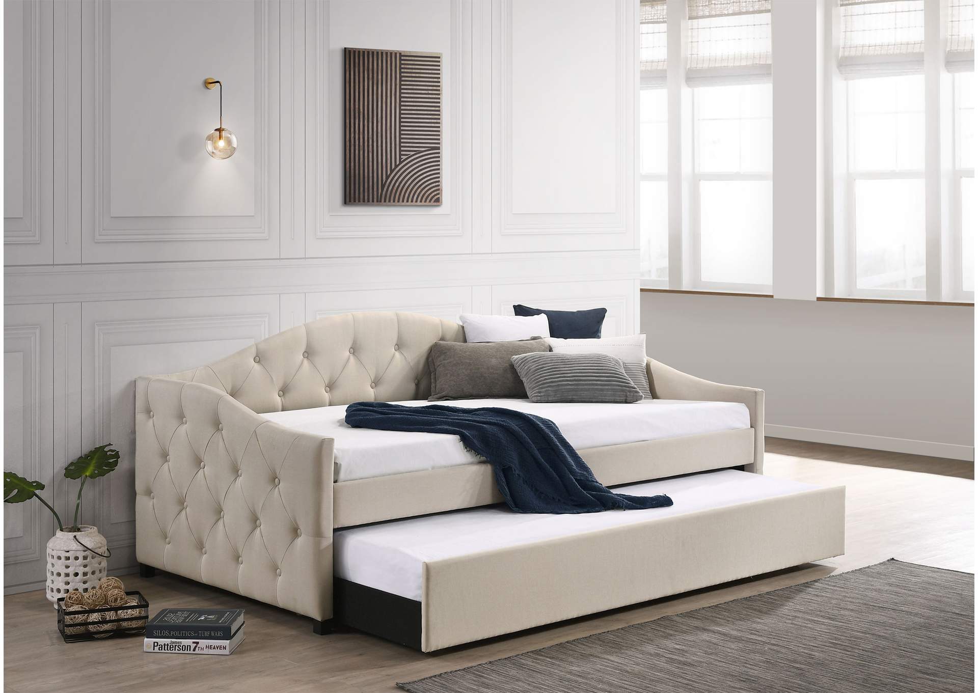 Sadie Upholstered Twin Daybed with Trundle,Coaster Furniture