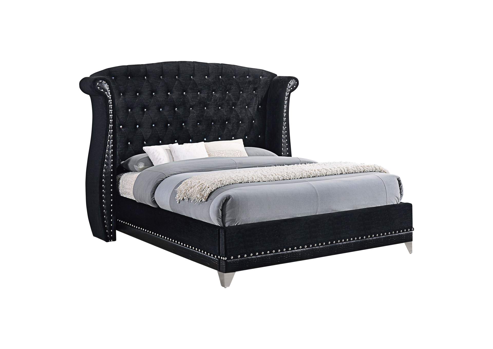 Barzini Eastern King Tufted Upholstered Bed Black,Coaster Furniture