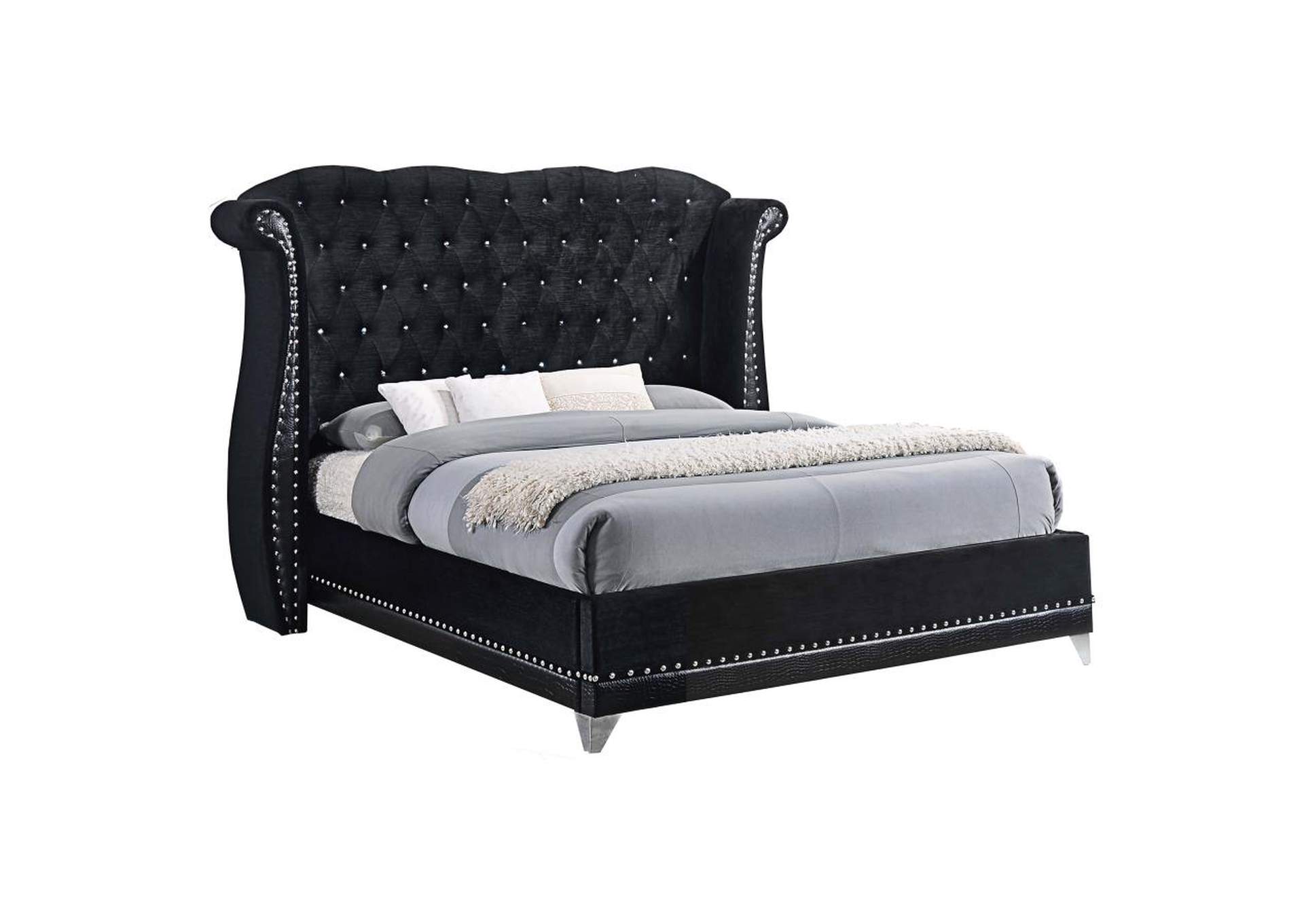 Barzini Queen Tufted Upholstered Bed Black,Coaster Furniture