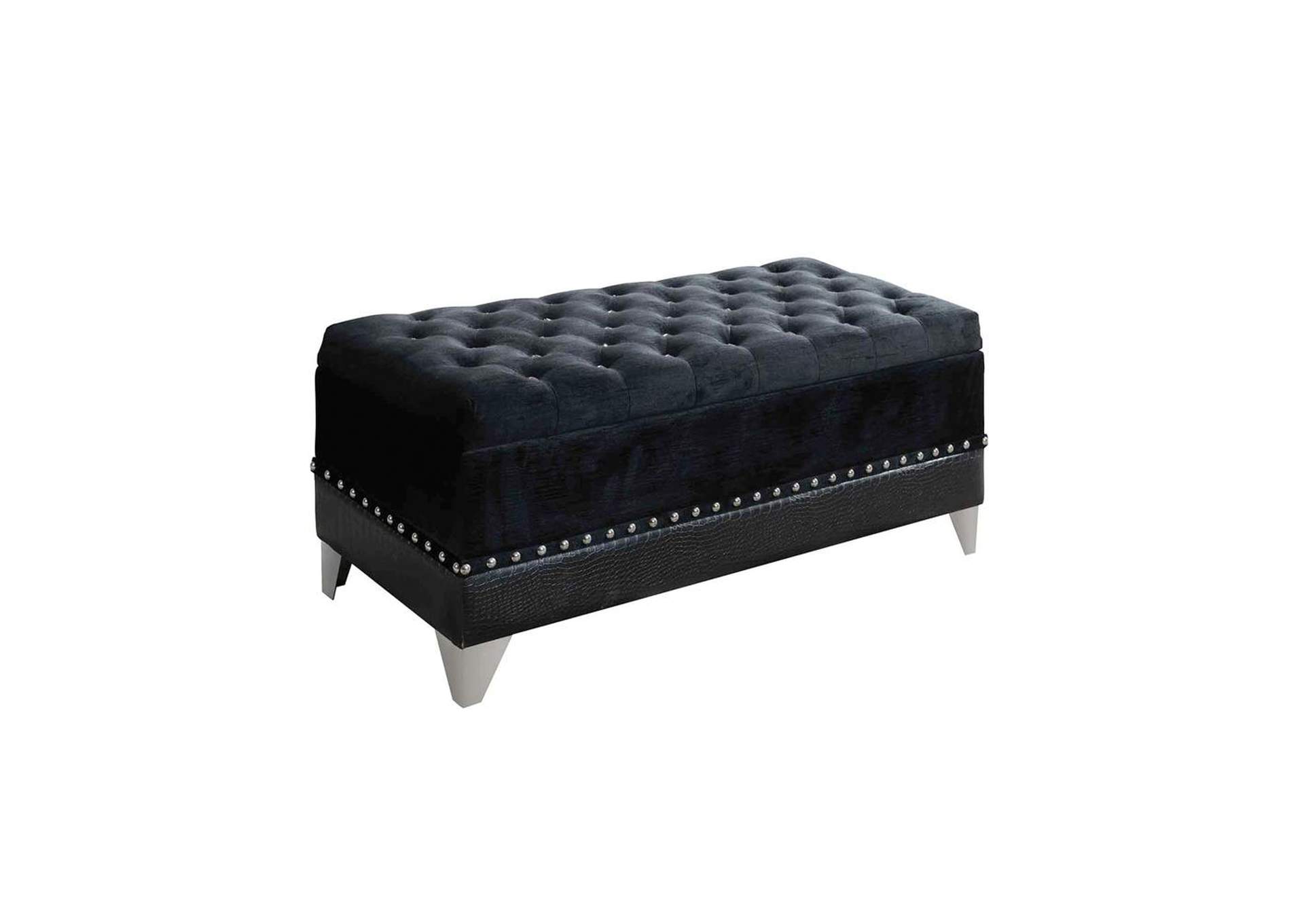 Woodsmoke Barzini Upholstered Black Trunk,Coaster Furniture