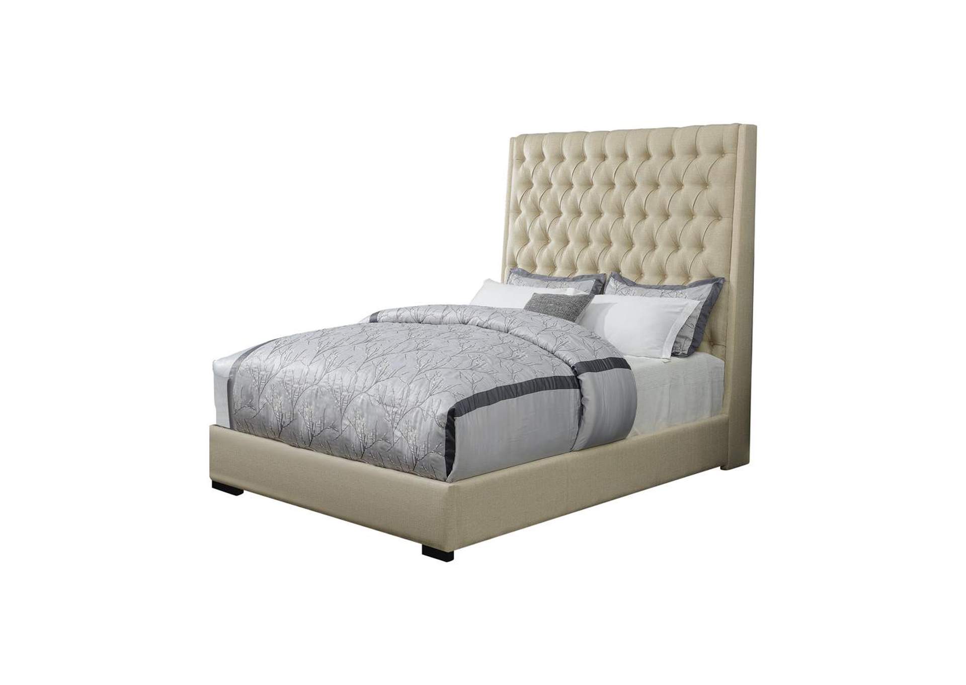 Camille Cream Upholstered Queen Bed,Coaster Furniture
