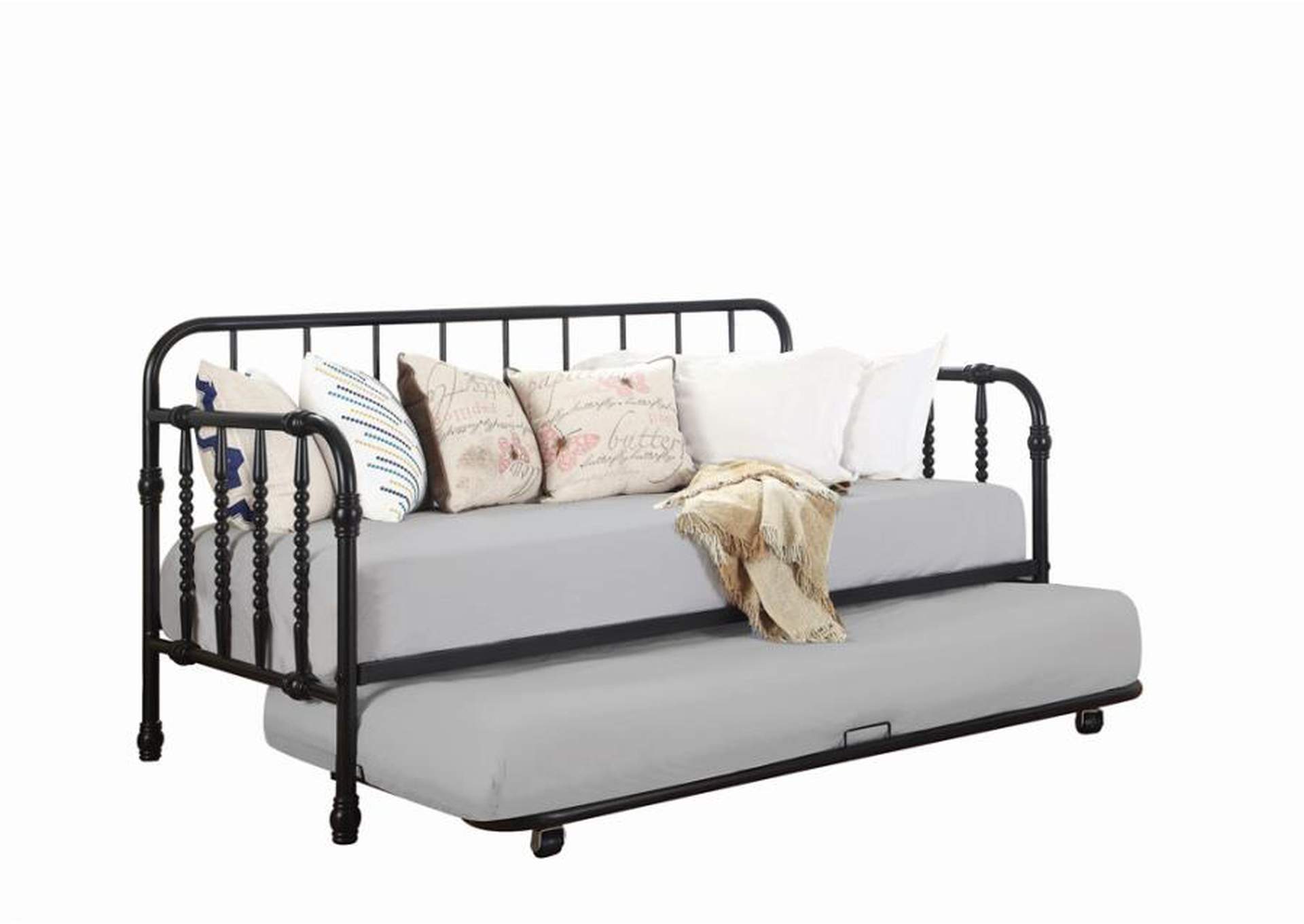 Marina Twin Metal Daybed With Trundle Black,Coaster Furniture