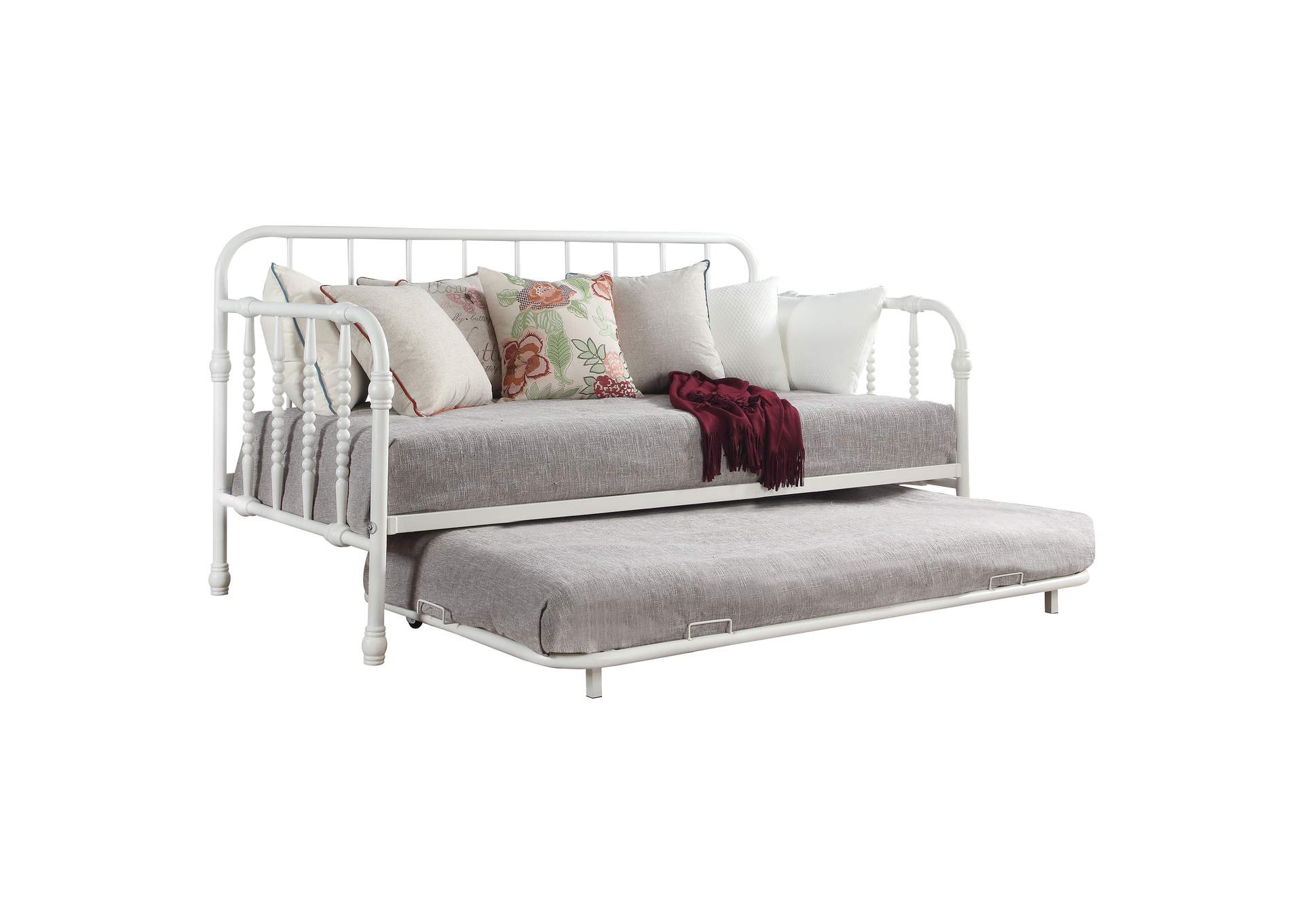 Marina Twin Metal Daybed with Trundle White,Coaster Furniture