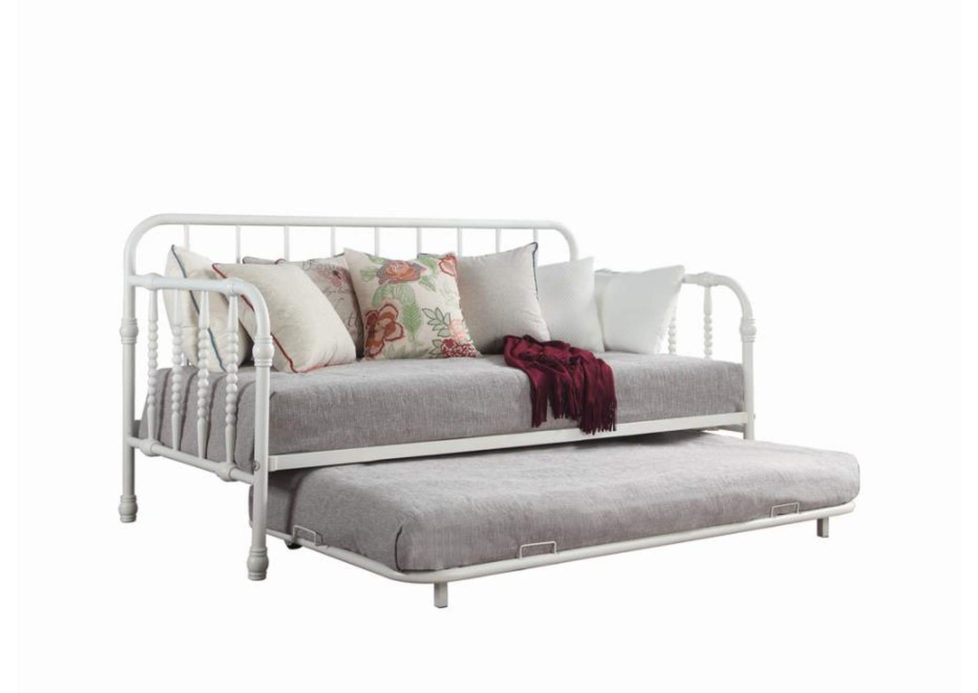 Marina Twin Metal Daybed with Trundle White,Coaster Furniture