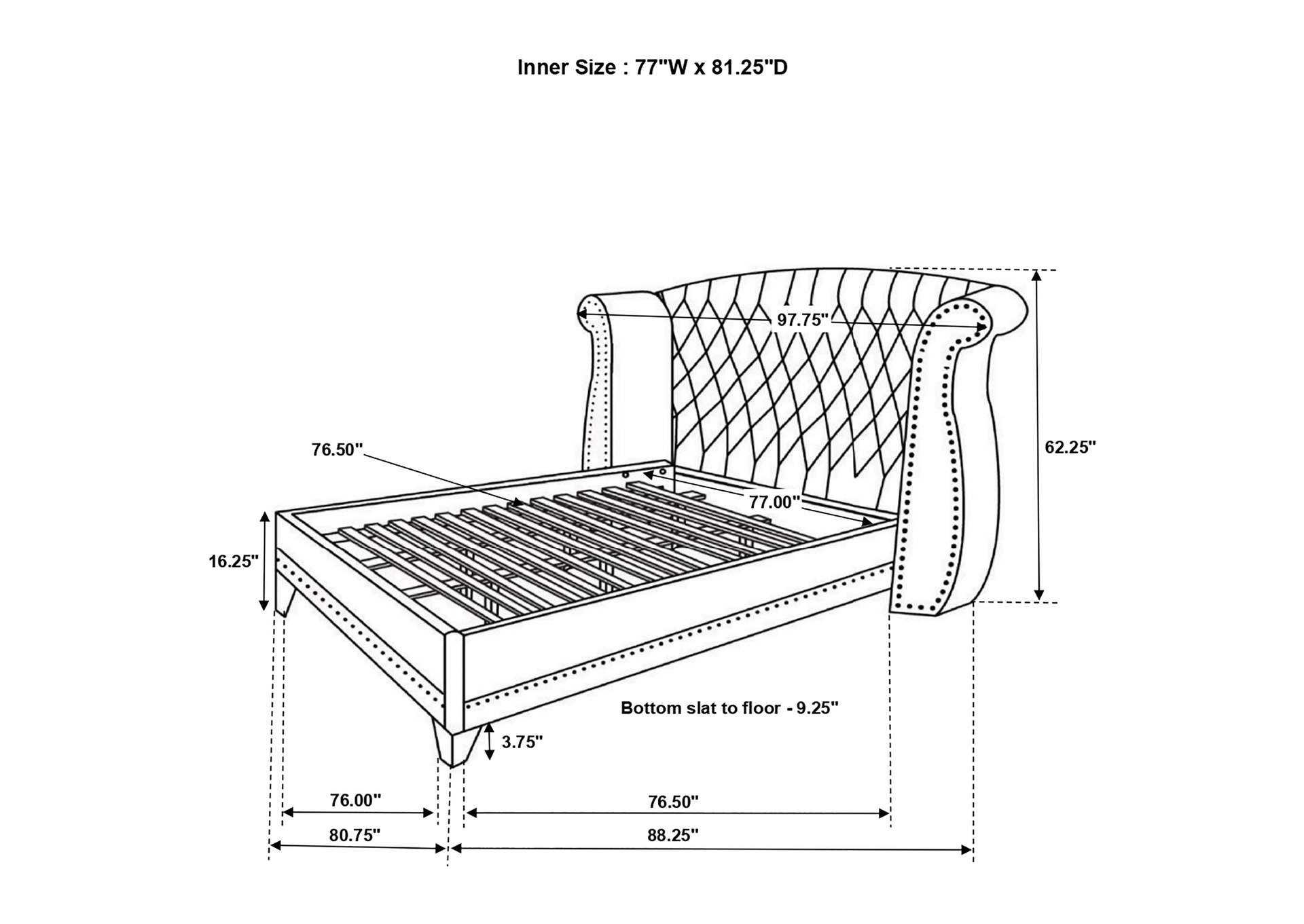 Barzini Eastern King Wingback Tufted Bed White,Coaster Furniture