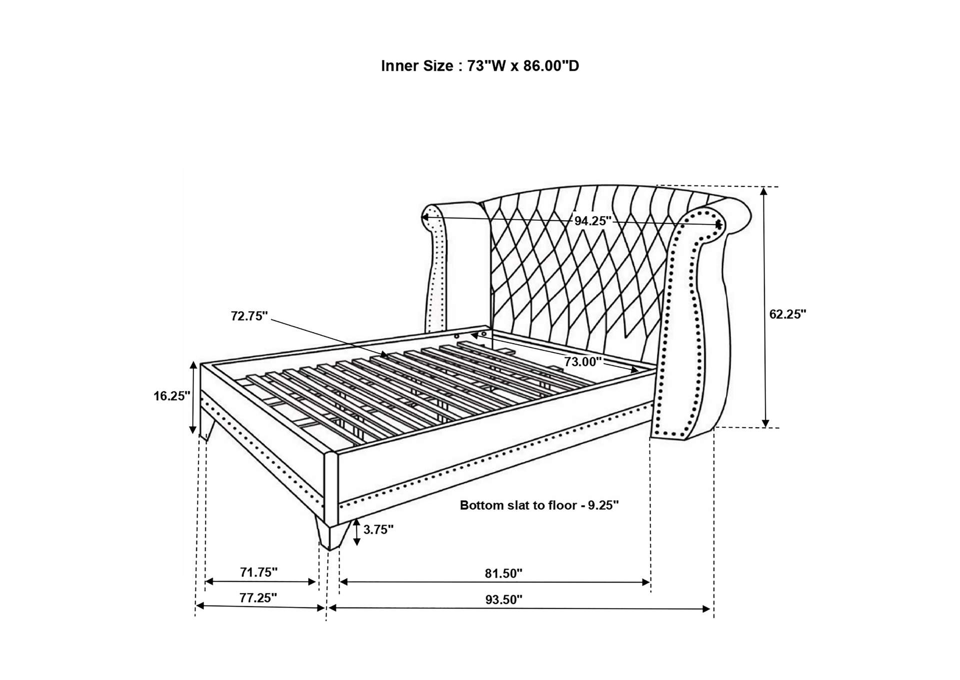 Barzini California King Wingback Tufted Bed White,Coaster Furniture