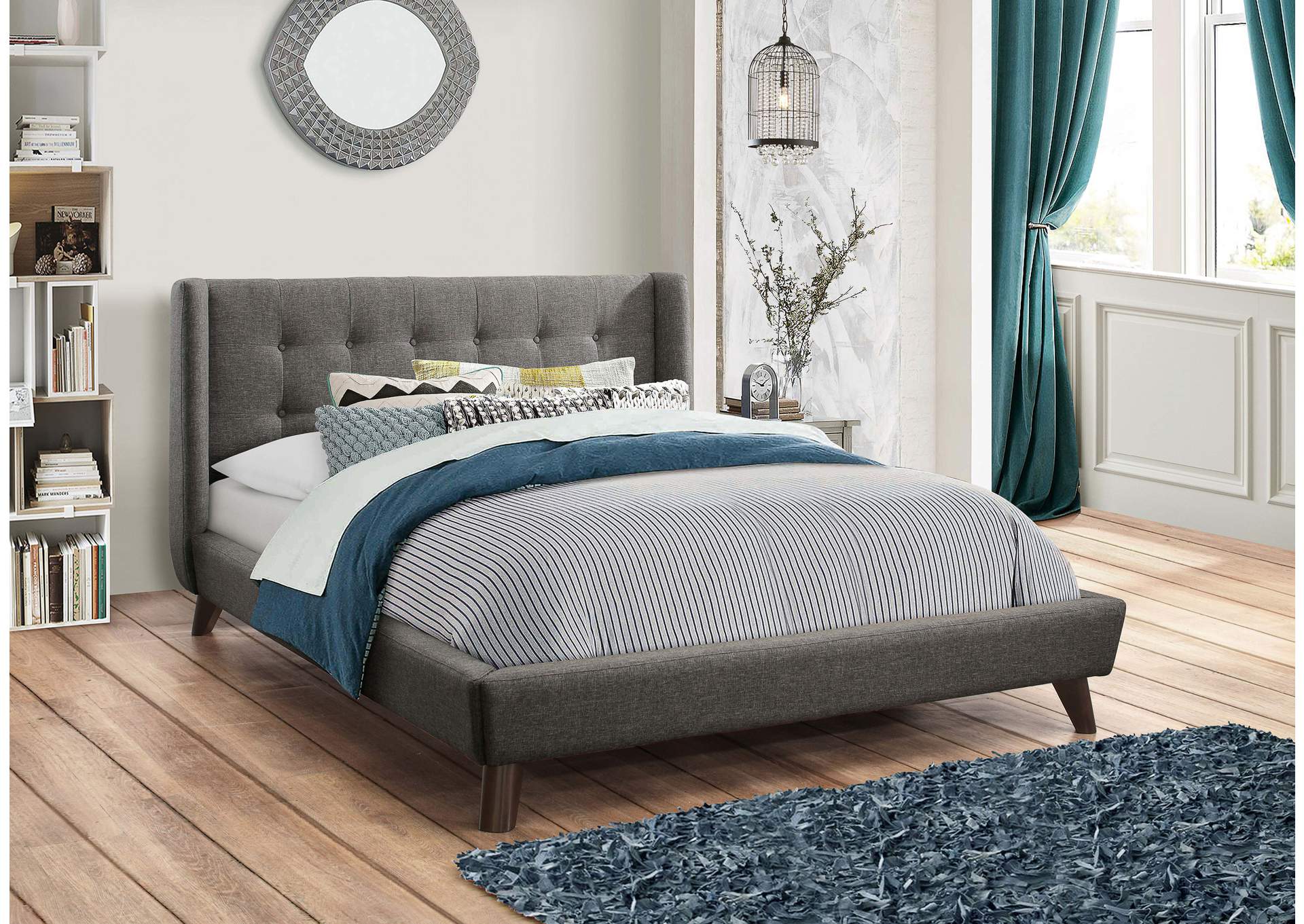 Carrington Button Tufted Full Bed Grey,Coaster Furniture