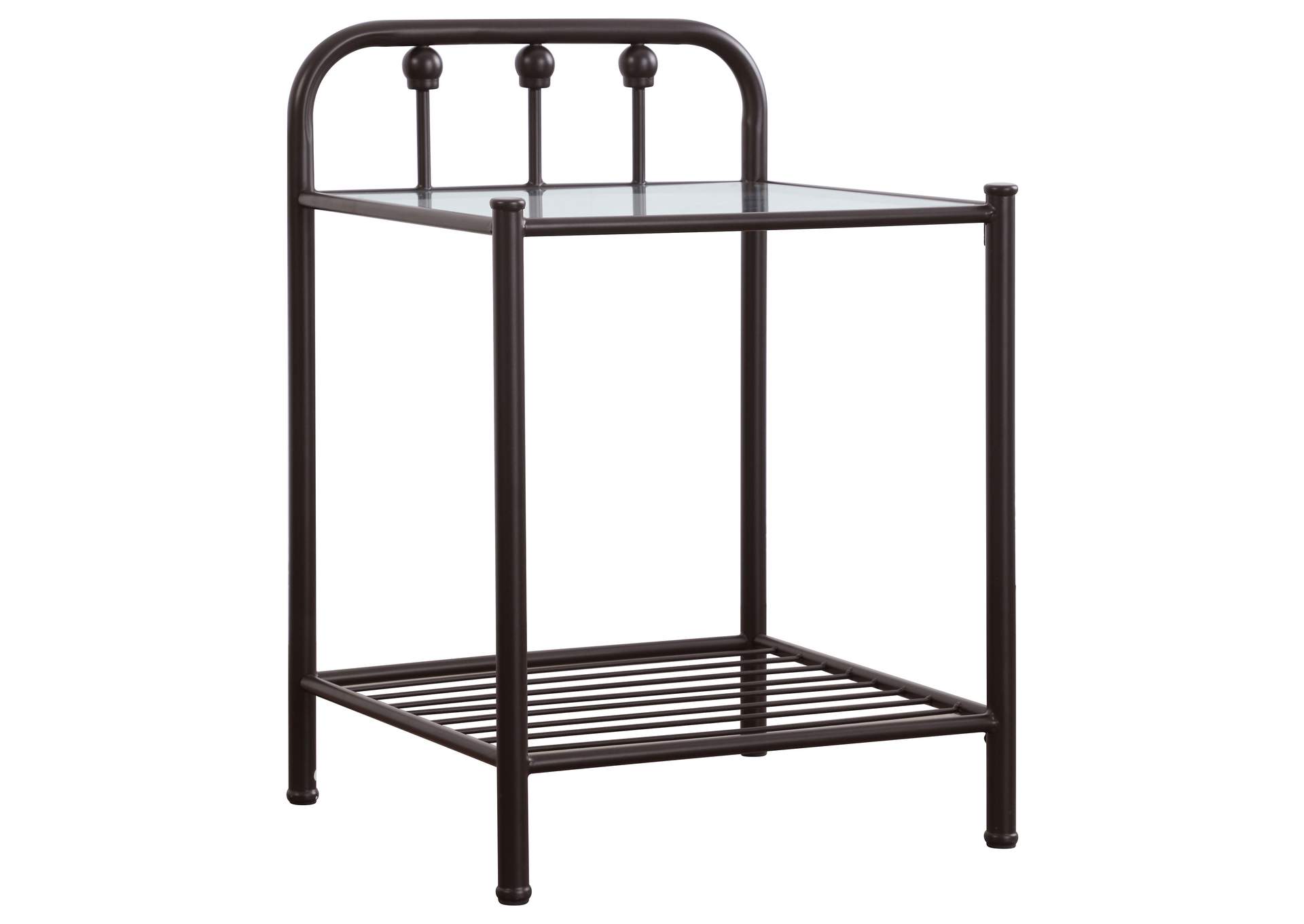 Livingston 1-shelf Nightstand with Glass Top Dark Bronze,Coaster Furniture