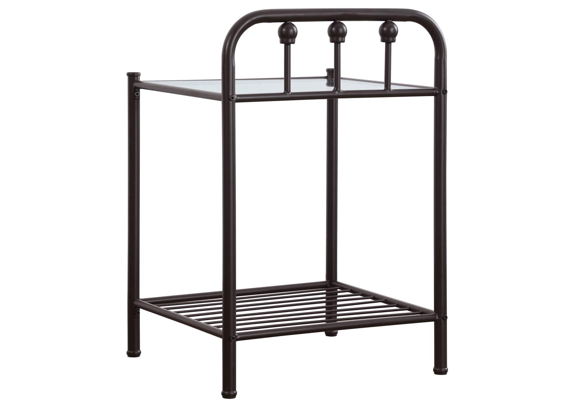 Livingston 1-shelf Nightstand with Glass Top Dark Bronze,Coaster Furniture
