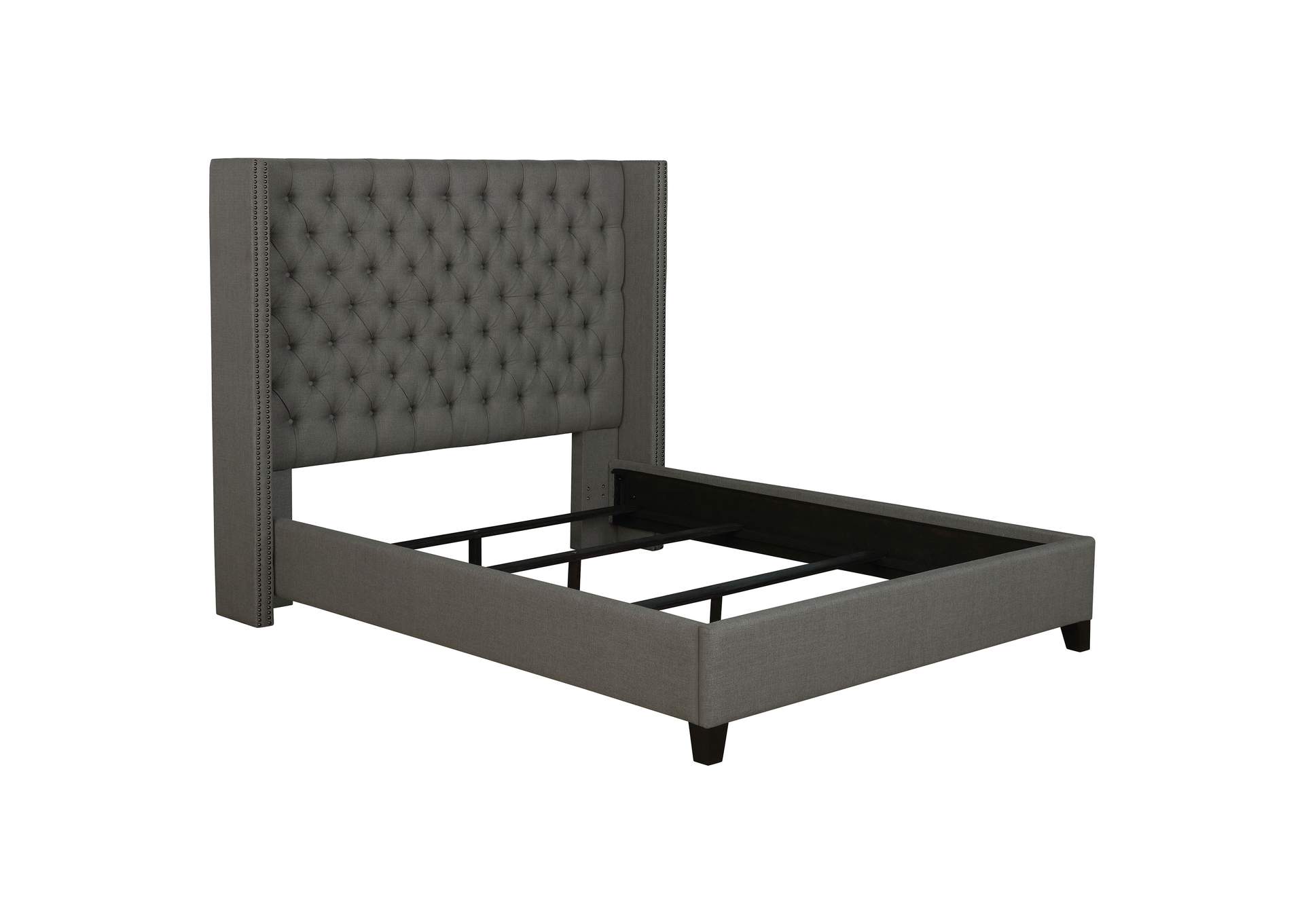 Bancroft Demi-wing Upholstered Queen Bed Grey,Coaster Furniture
