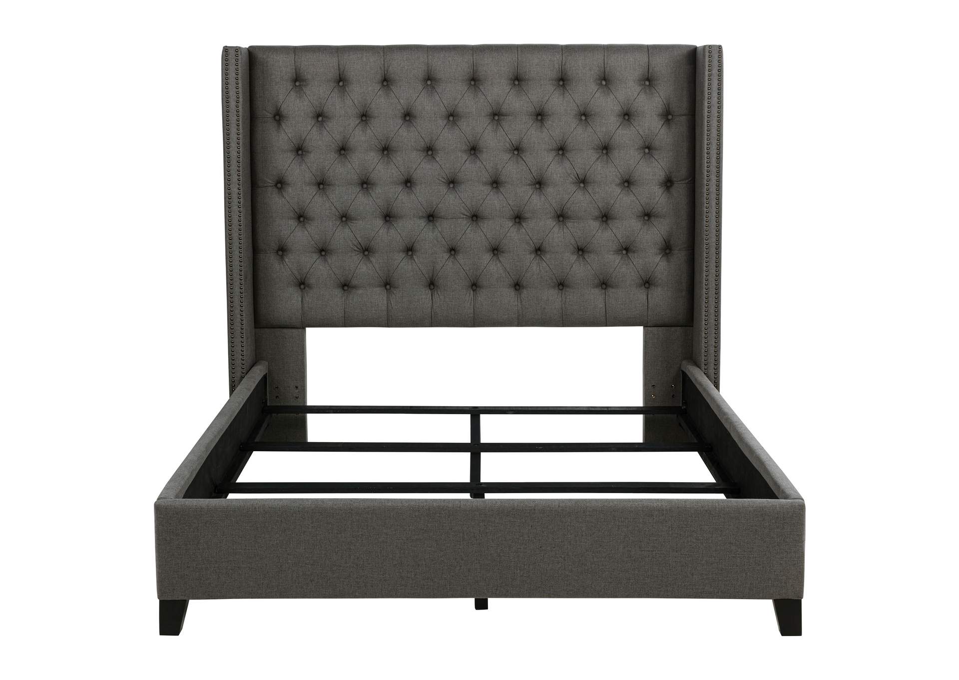 Bancroft Demi-wing Upholstered Queen Bed Grey,Coaster Furniture