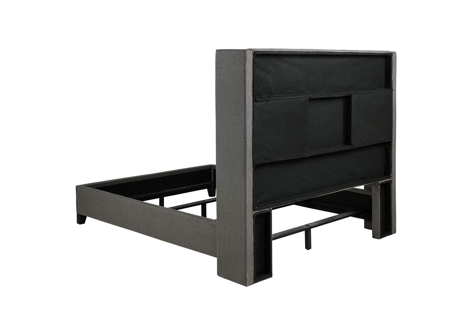 Bancroft Demi-wing Upholstered Queen Bed Grey,Coaster Furniture