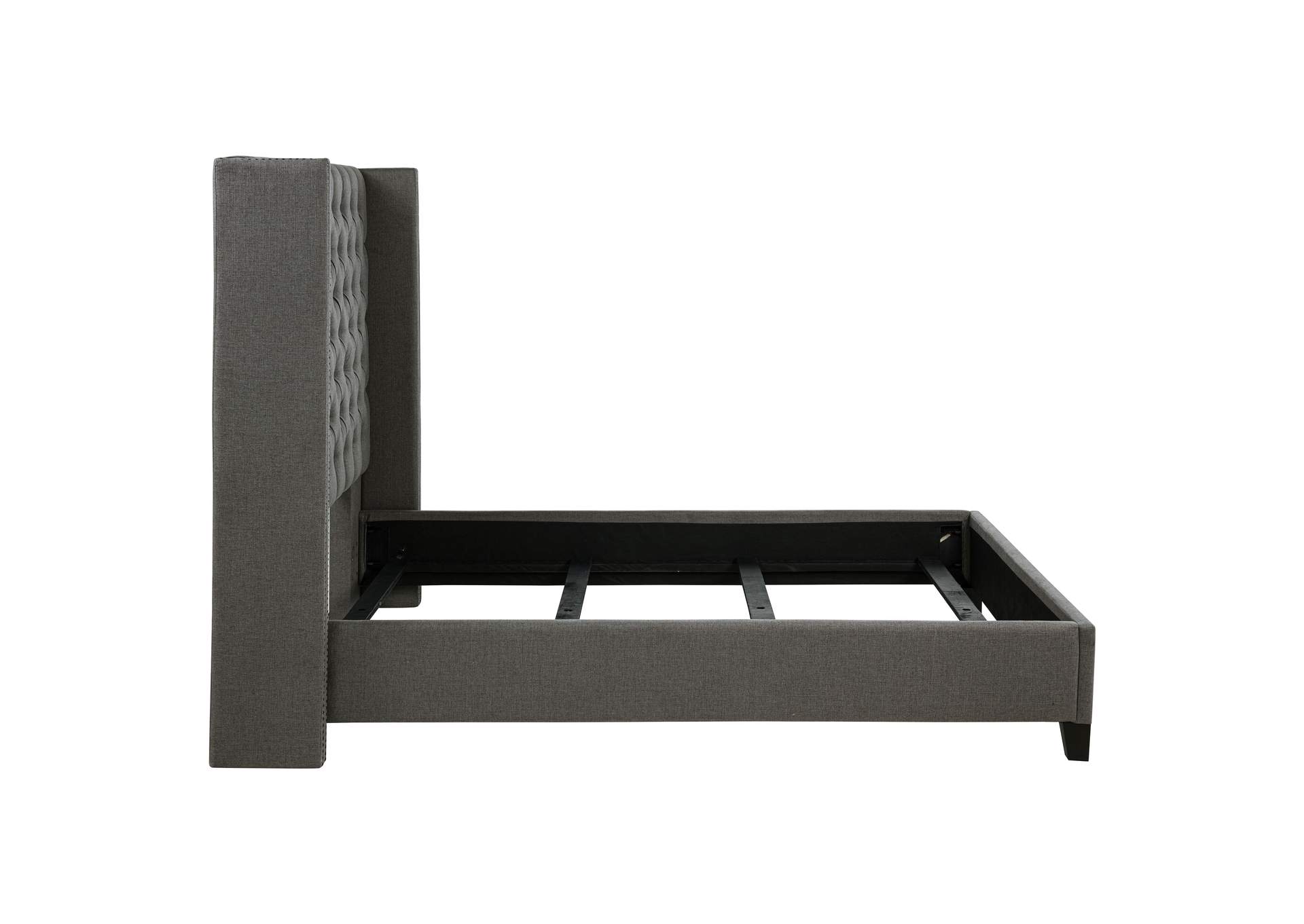 Bancroft Demi-wing Upholstered Queen Bed Grey,Coaster Furniture