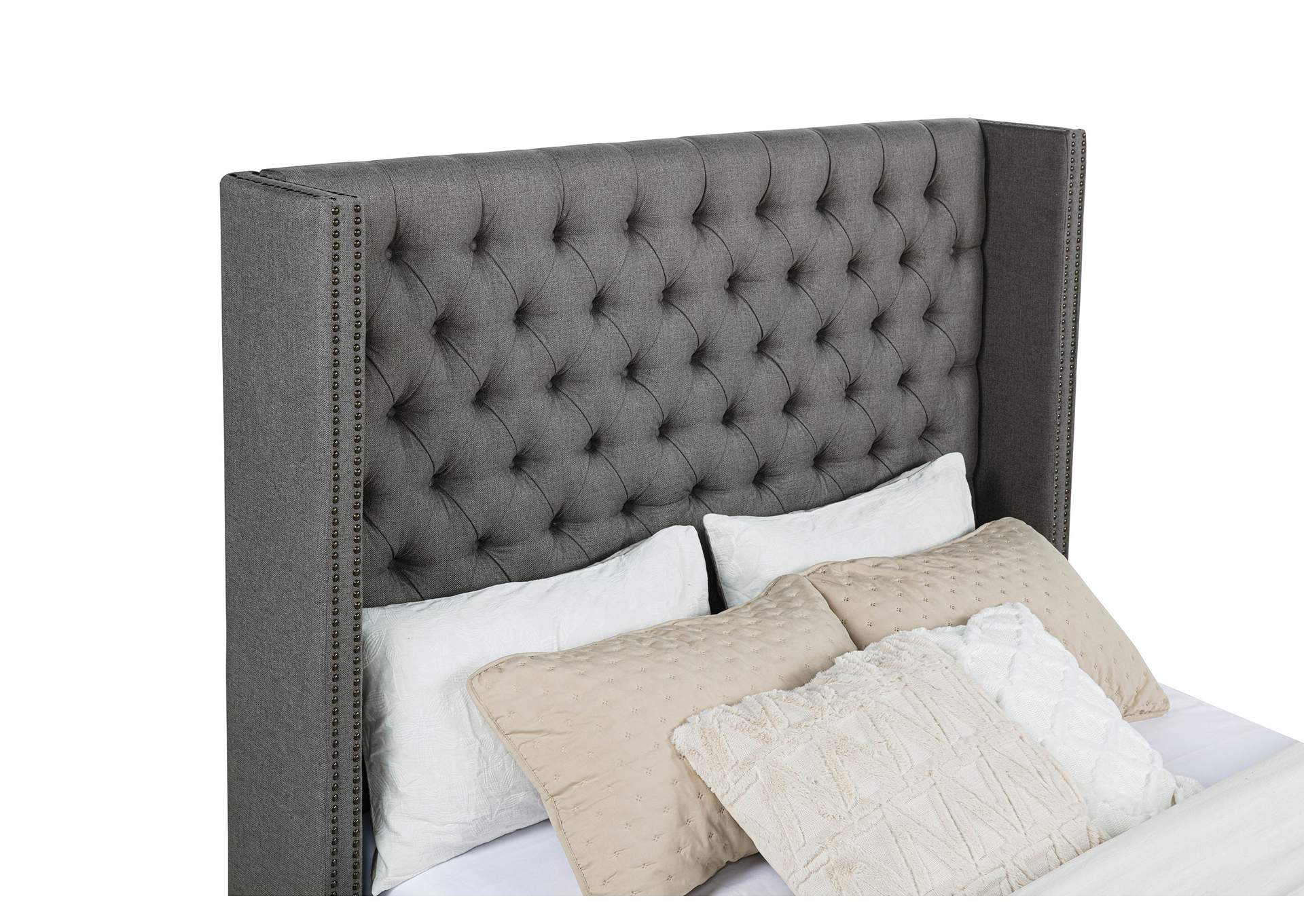 Bancroft Demi-wing Upholstered Queen Bed Grey,Coaster Furniture