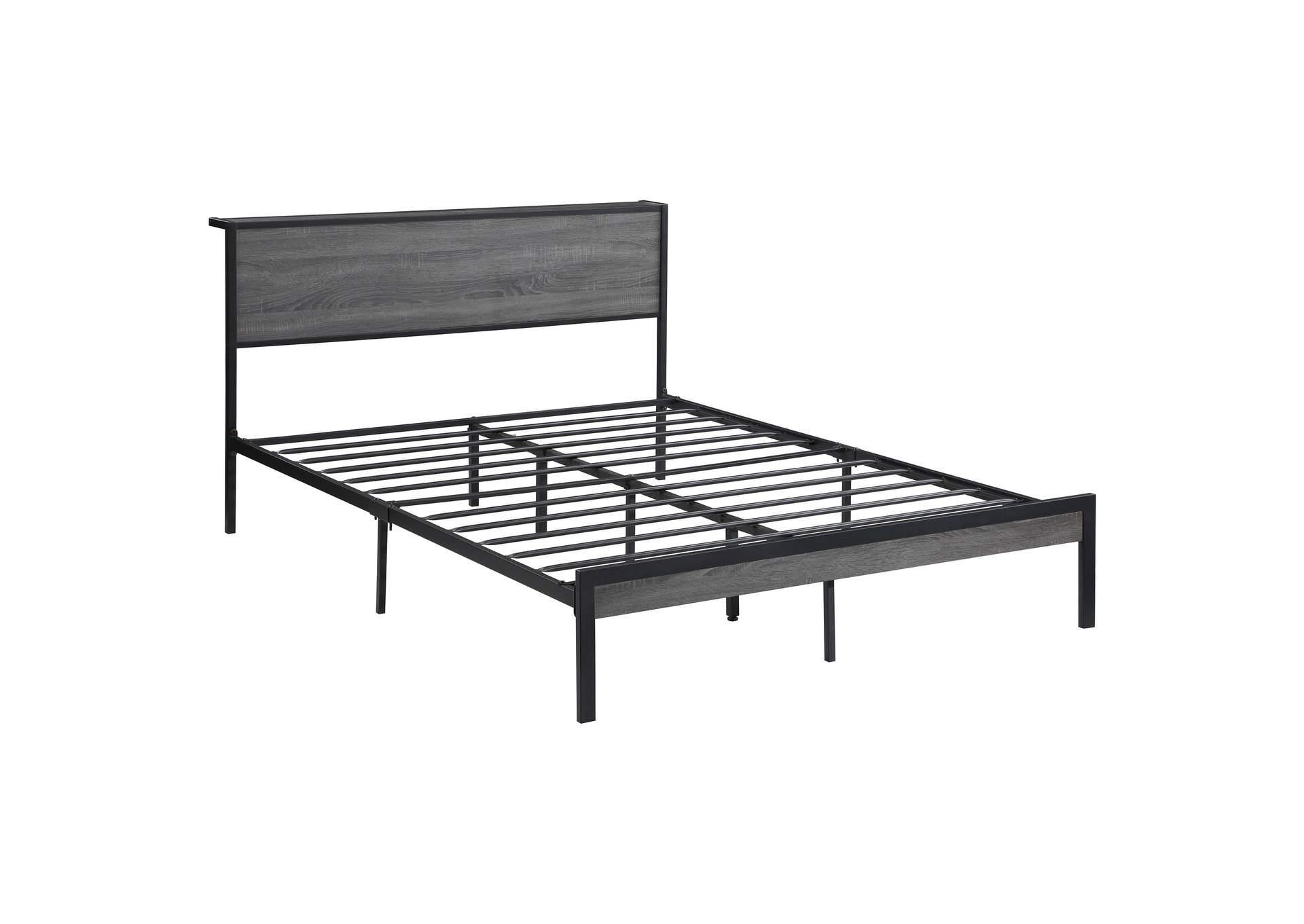 Ricky Queen Platform Bed Grey and Black,Coaster Furniture
