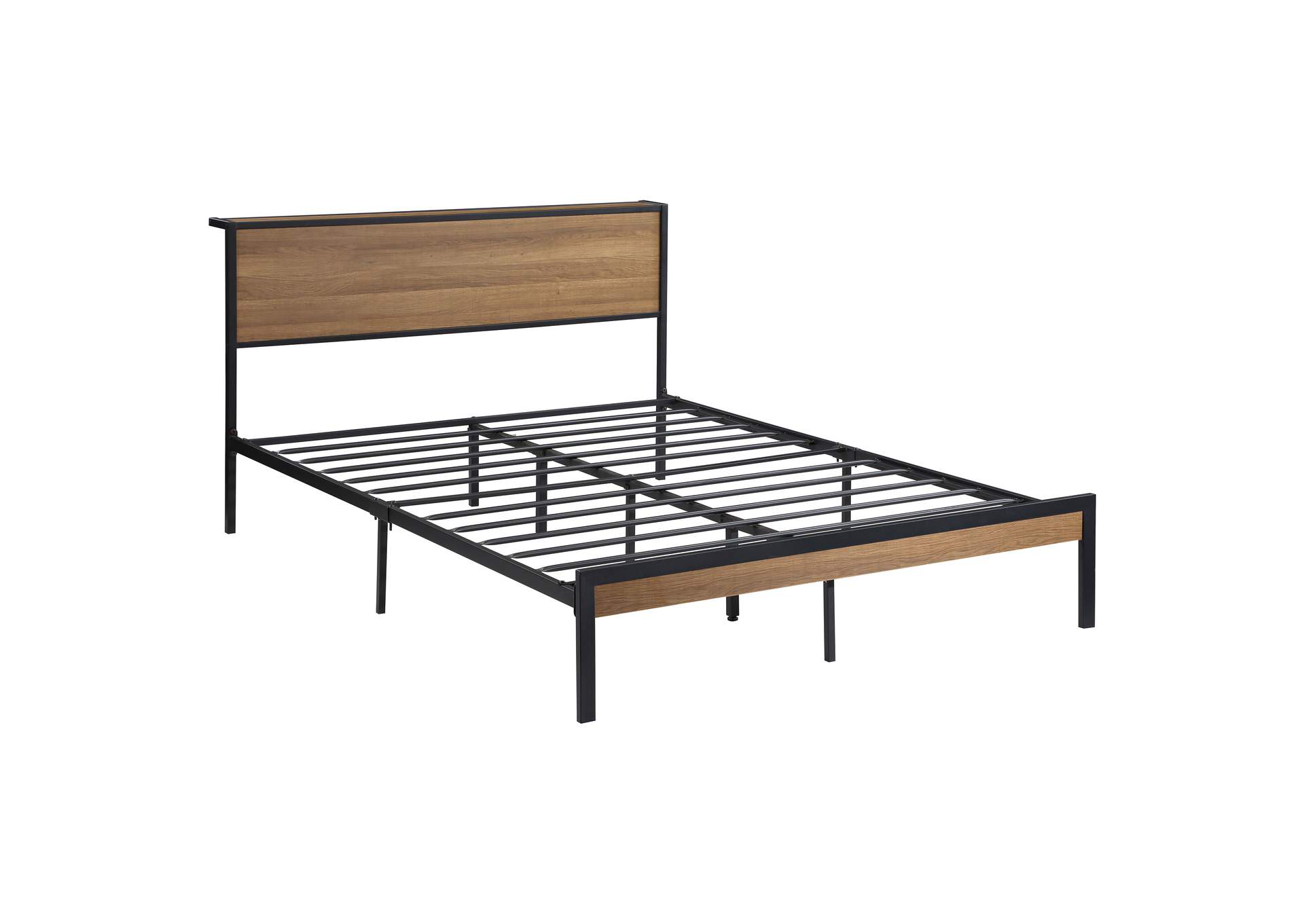 Ricky Queen Platform Bed Light Oak and Black,Coaster Furniture