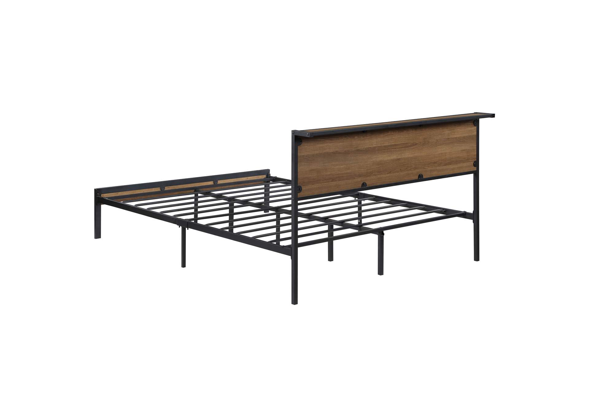 Ricky Queen Platform Bed Light Oak and Black,Coaster Furniture