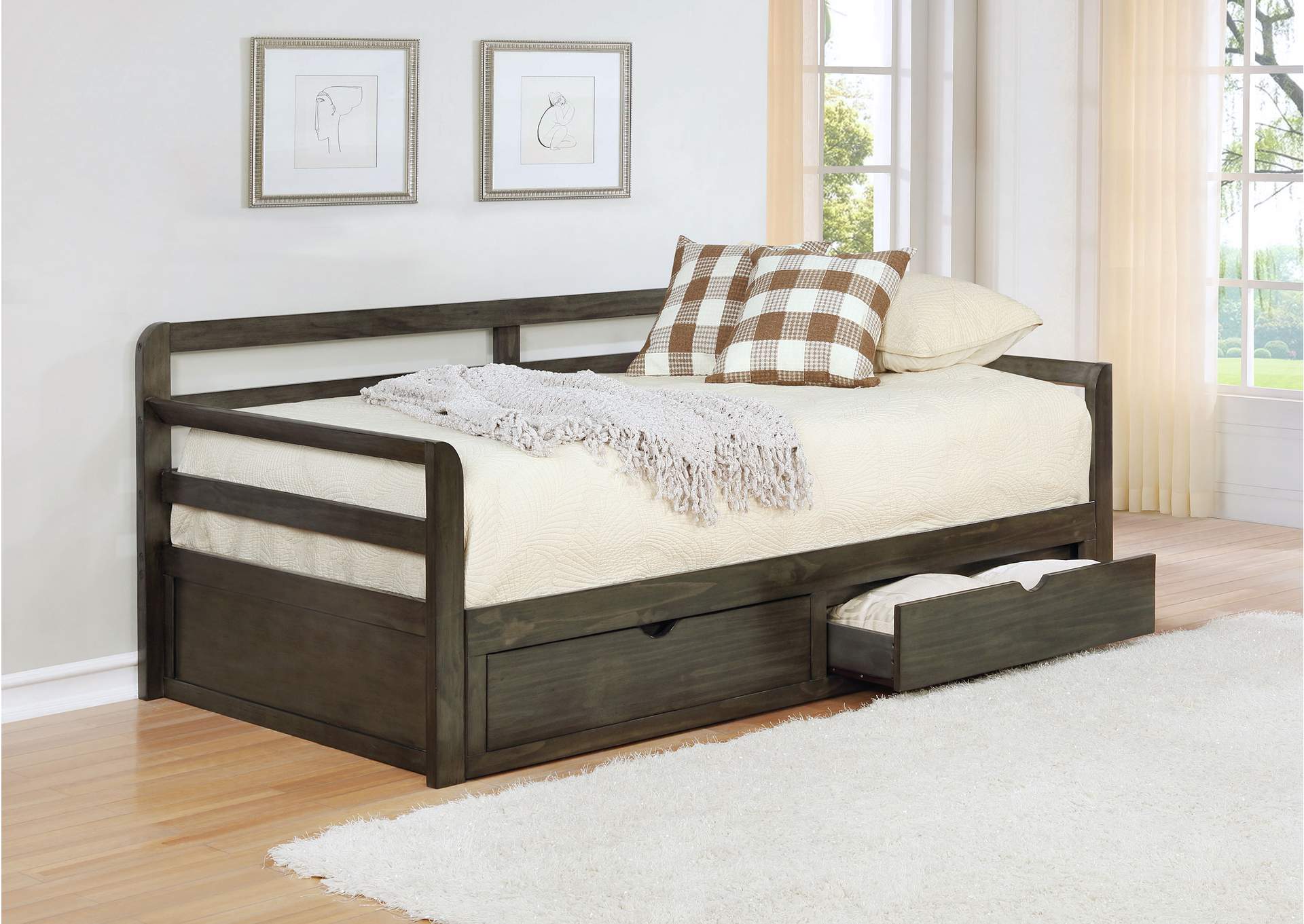 Sorrento 2-drawer Twin Daybed with Extension Trundle Grey,Coaster Furniture