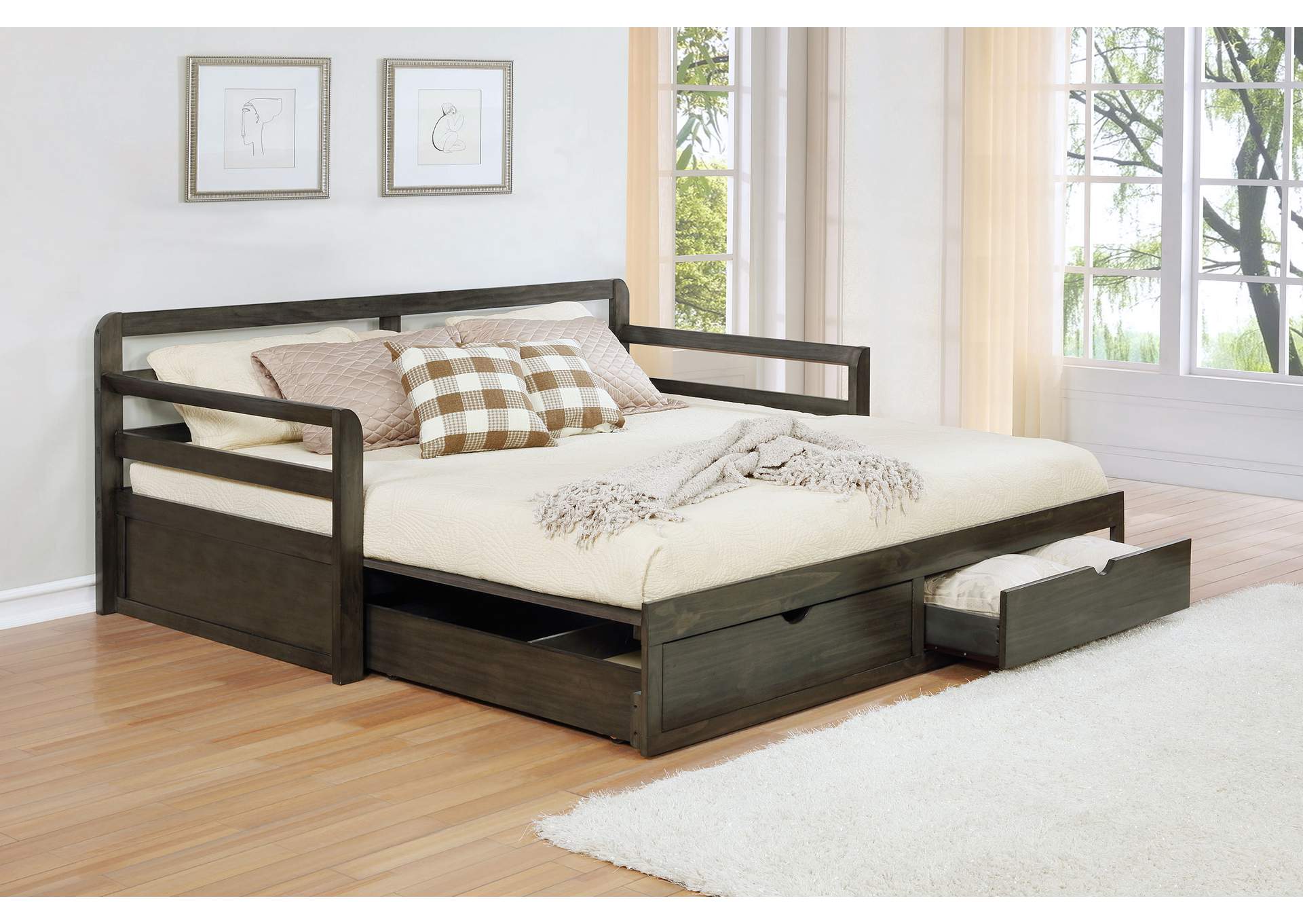 Sorrento 2-drawer Twin Daybed with Extension Trundle Grey,Coaster Furniture