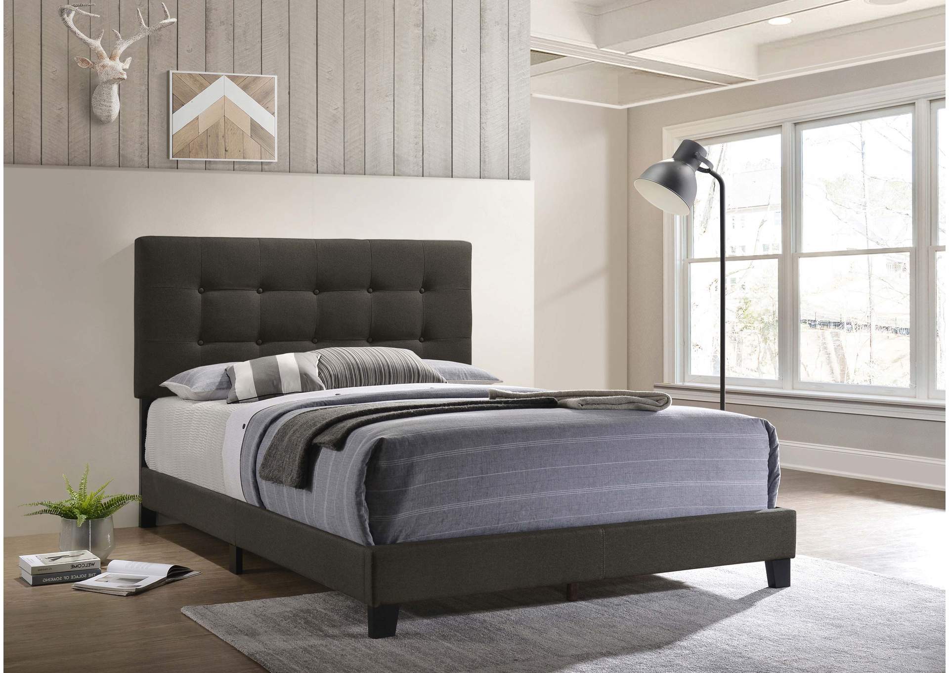 Mapes Tufted Upholstered Queen Bed Charcoal,Coaster Furniture
