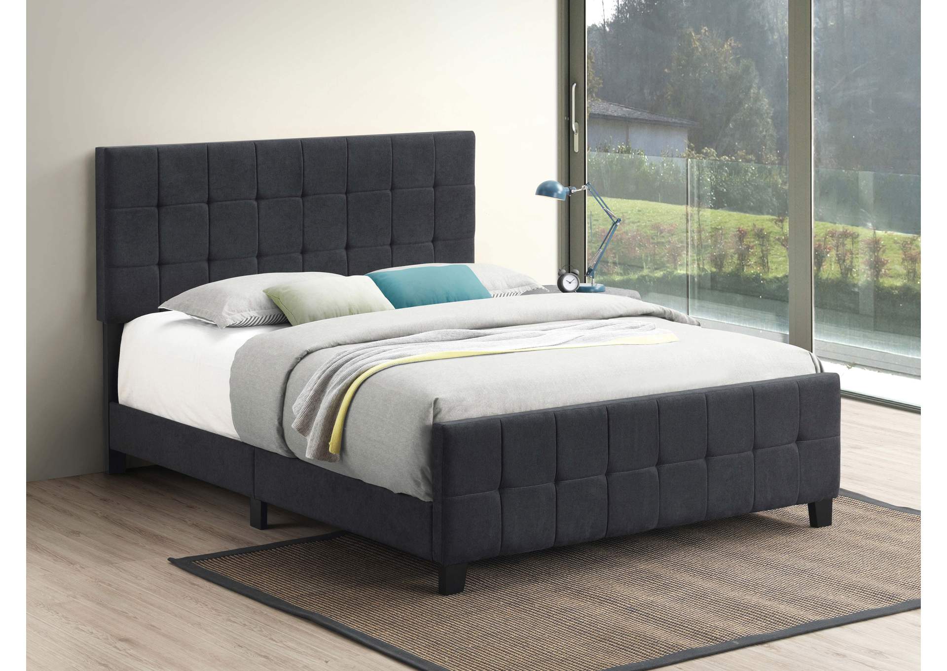 Fairfield Queen Upholstered Panel Bed Dark Grey,Coaster Furniture