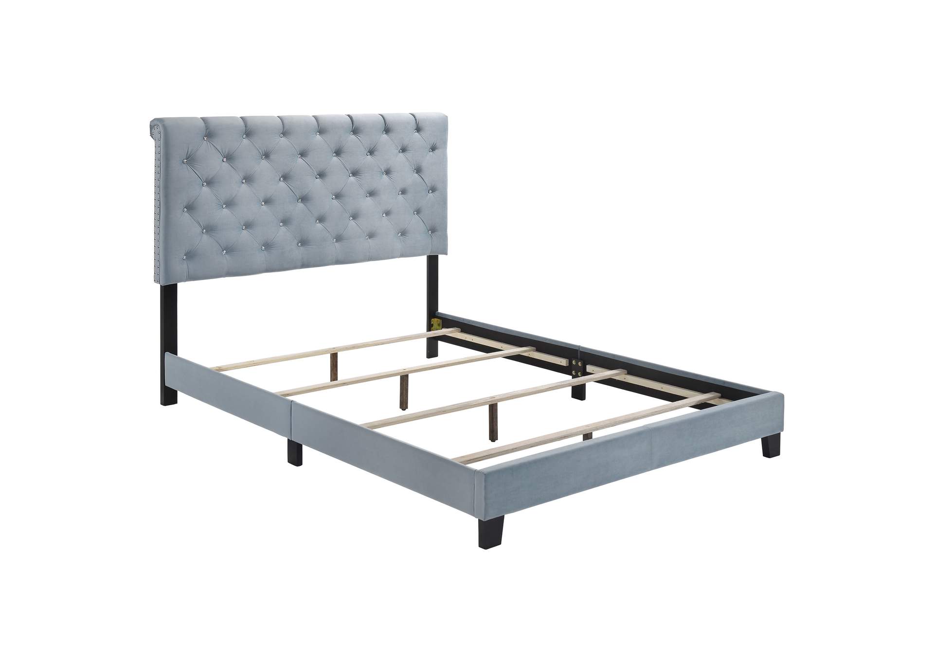 Warner Eastern King Upholstered Bed Slate Blue,Coaster Furniture