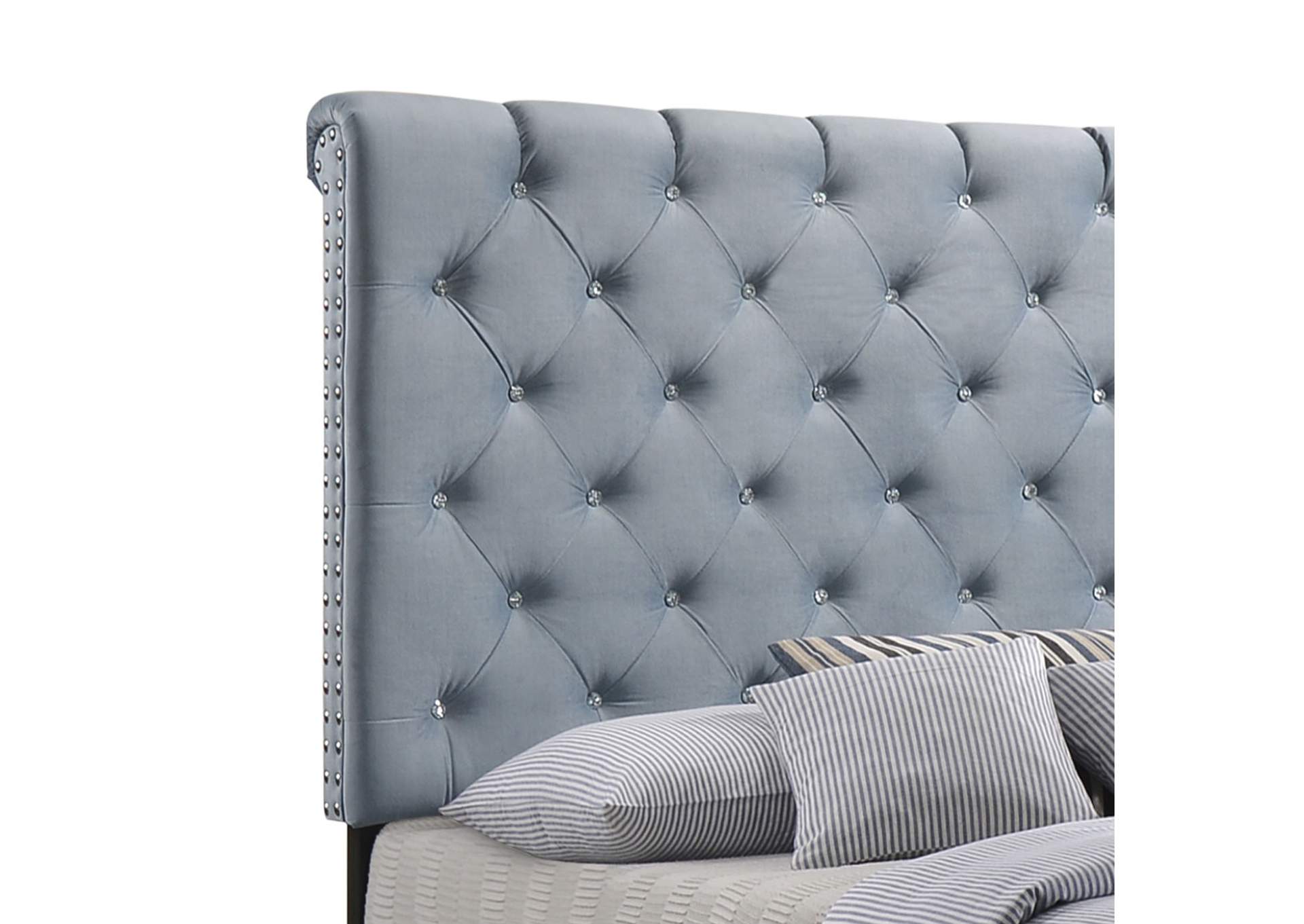 Warner Queen Upholstered Bed Slate Blue,Coaster Furniture