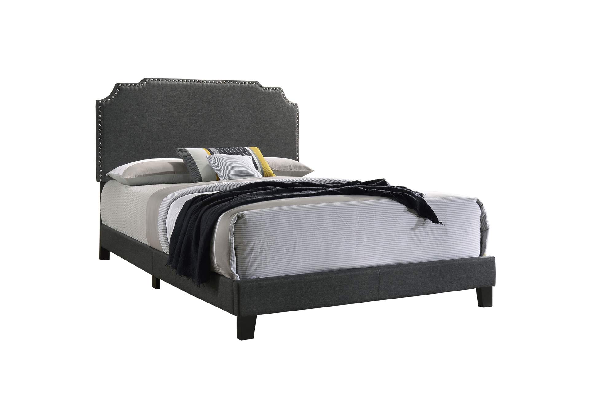Tamarac Upholstered Nailhead Queen Bed Grey,Coaster Furniture