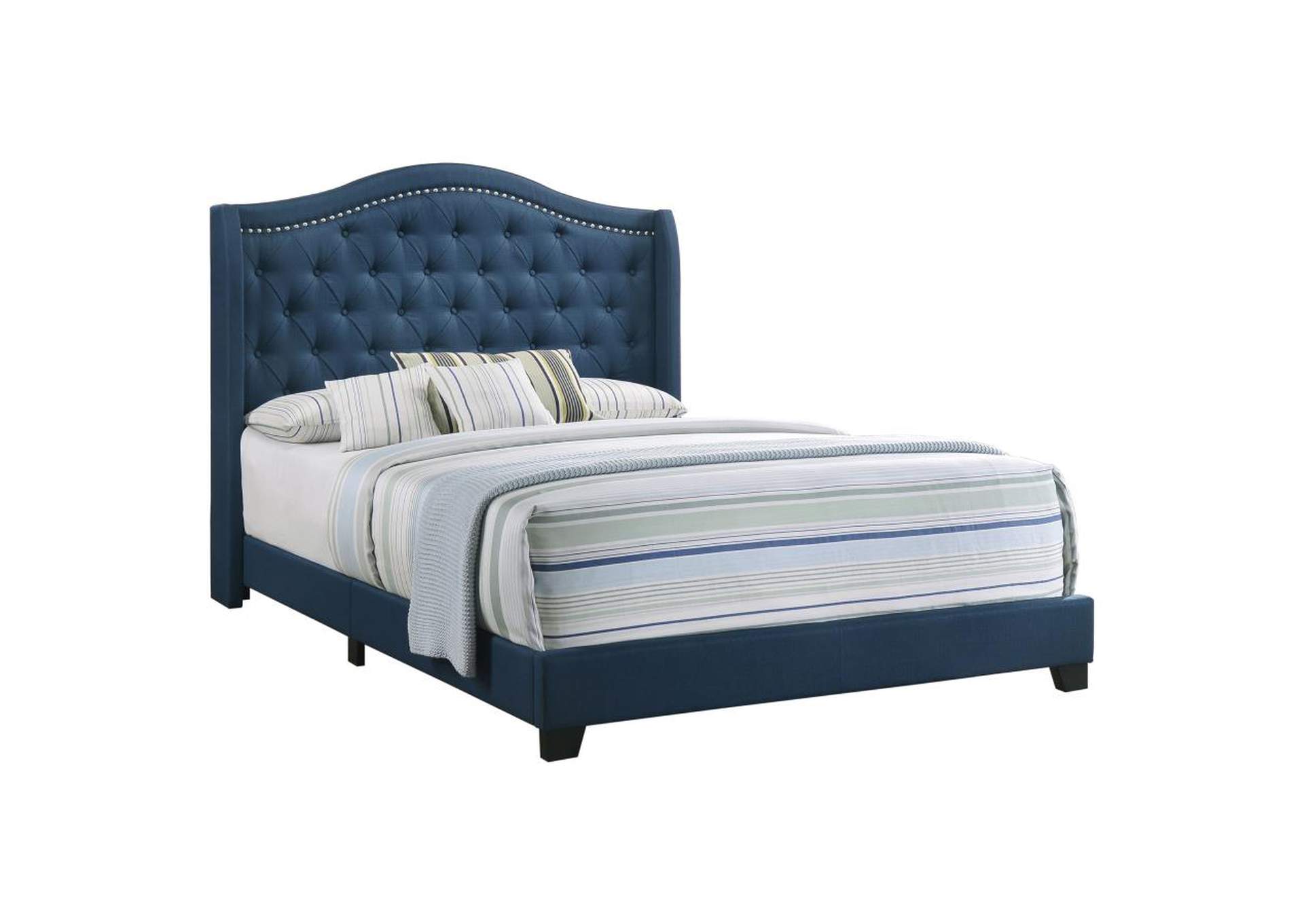 Sonoma Full Camel Headboard Bed With Nailhead Trim Blue,Coaster Furniture