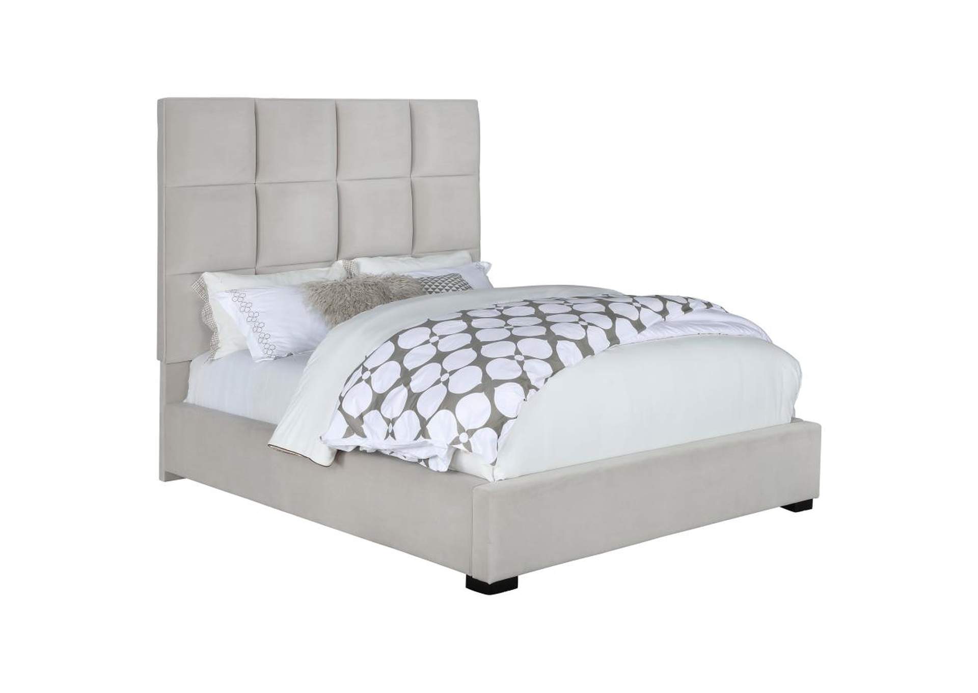 Panes Eastern King Tufted Upholstered Panel Bed Beige,Coaster Furniture